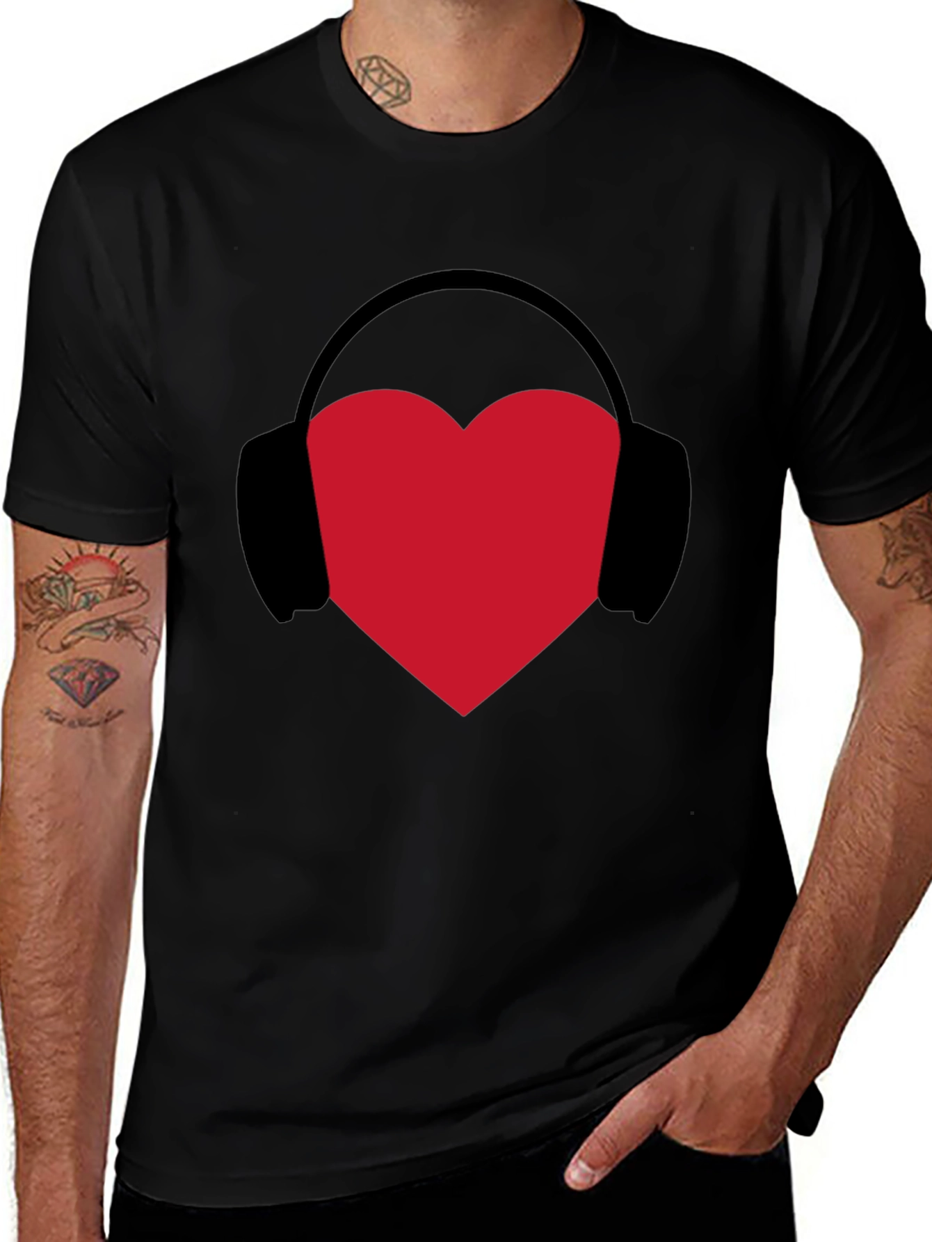 Heart Headphones Graphic Tee - Music Lover T-Shirt