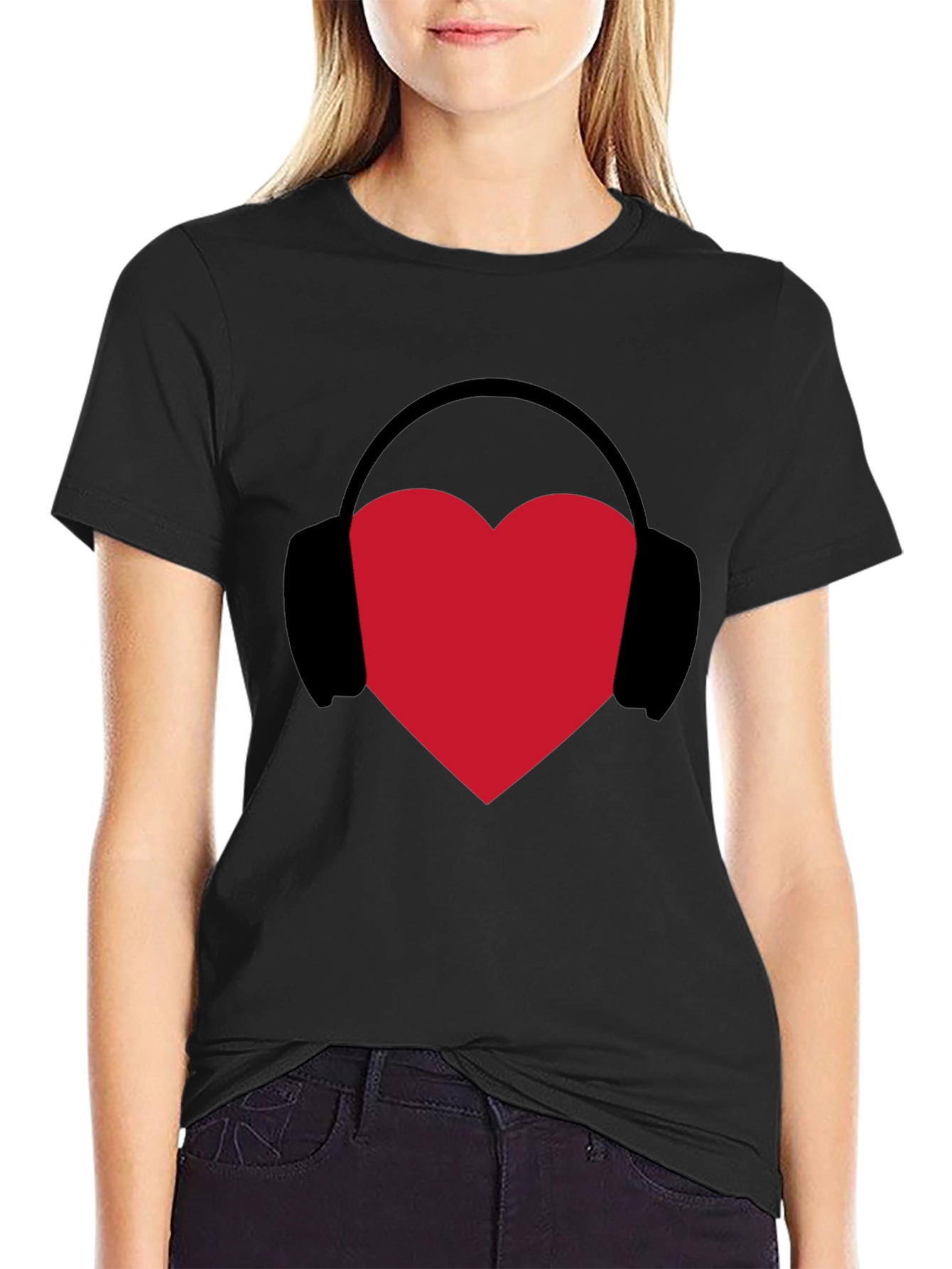 Heart Headphones Graphic Tee - Music Lover T-Shirt