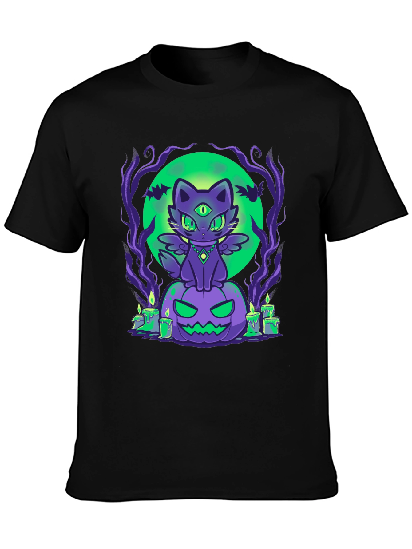 Halloween Cat on Pumpkin T-Shirt