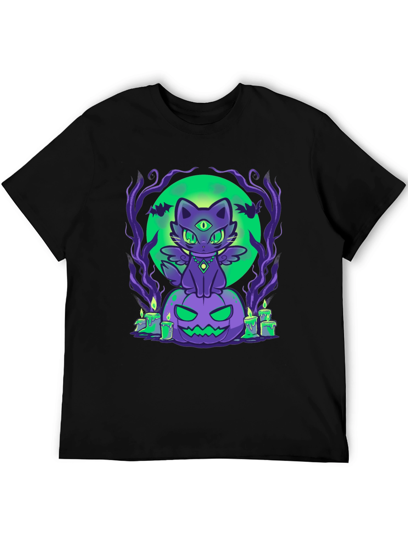 Halloween Cat on Pumpkin T-Shirt