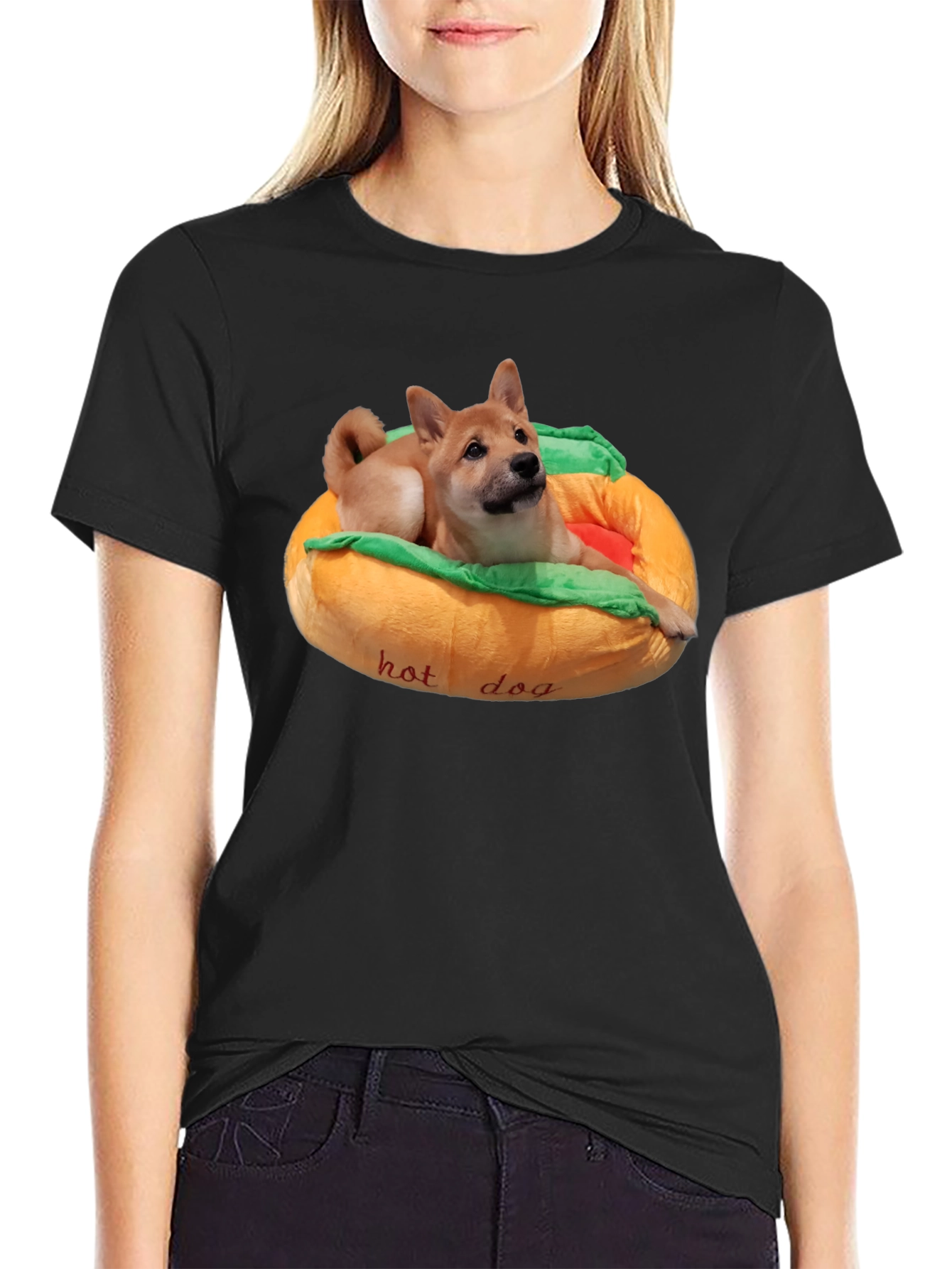 Dog in Hotdog Bed T-Shirt