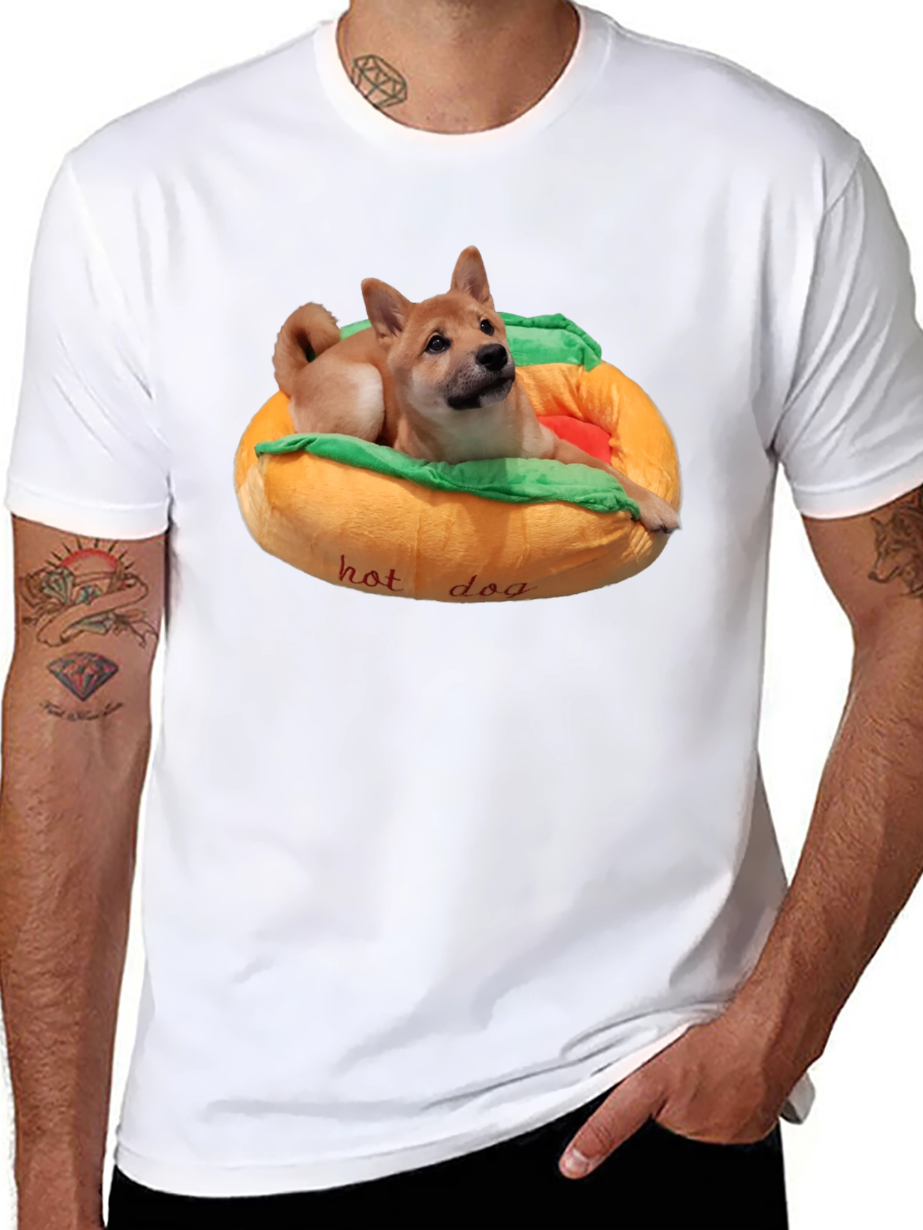 Dog in Hotdog Bed T-Shirt