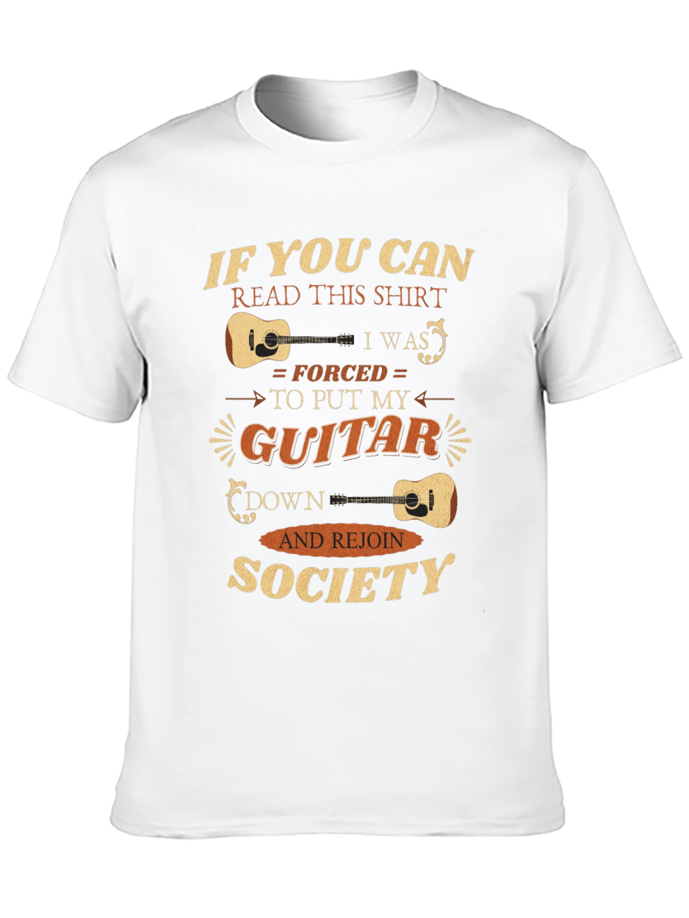 Funny Guitarist T-Shirt - Forced To Rejoin Society