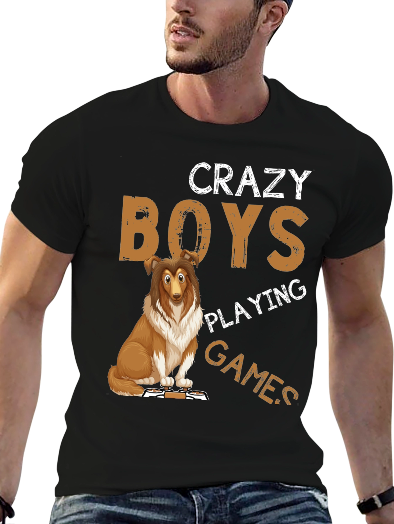 Crazy Boys Playing Games Dog T-Shirt