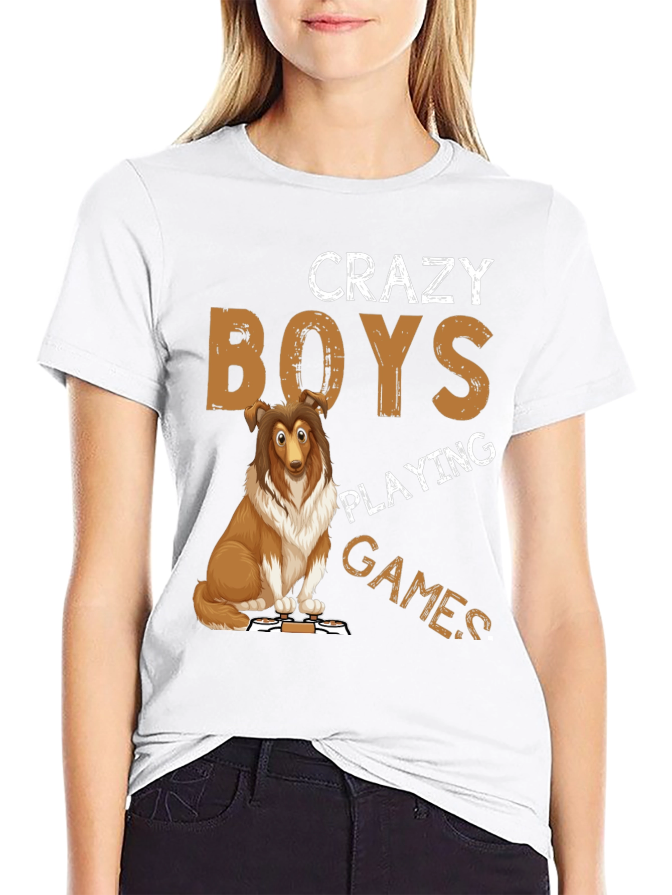 Crazy Boys Playing Games Dog T-Shirt
