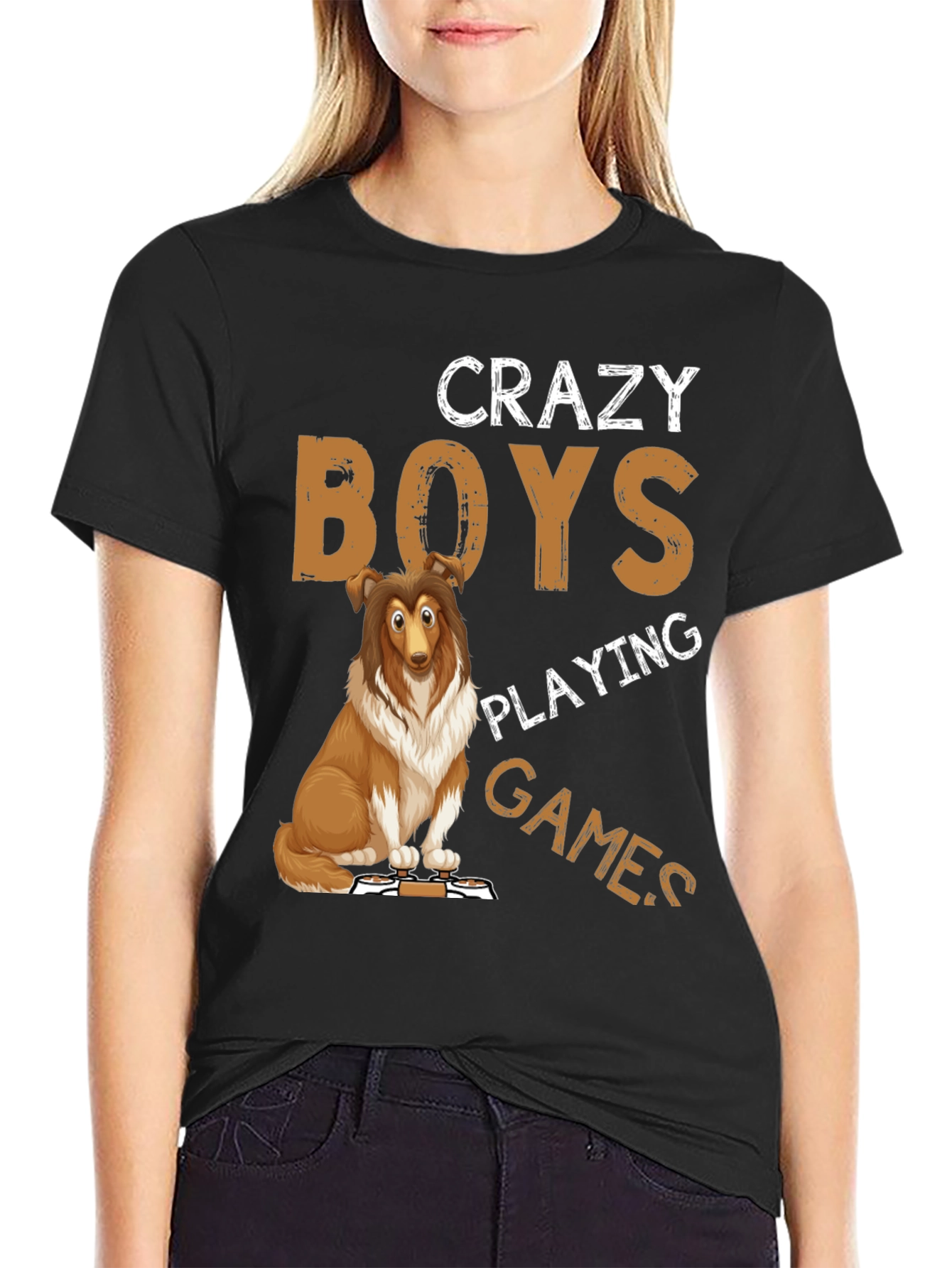 Crazy Boys Playing Games Dog T-Shirt
