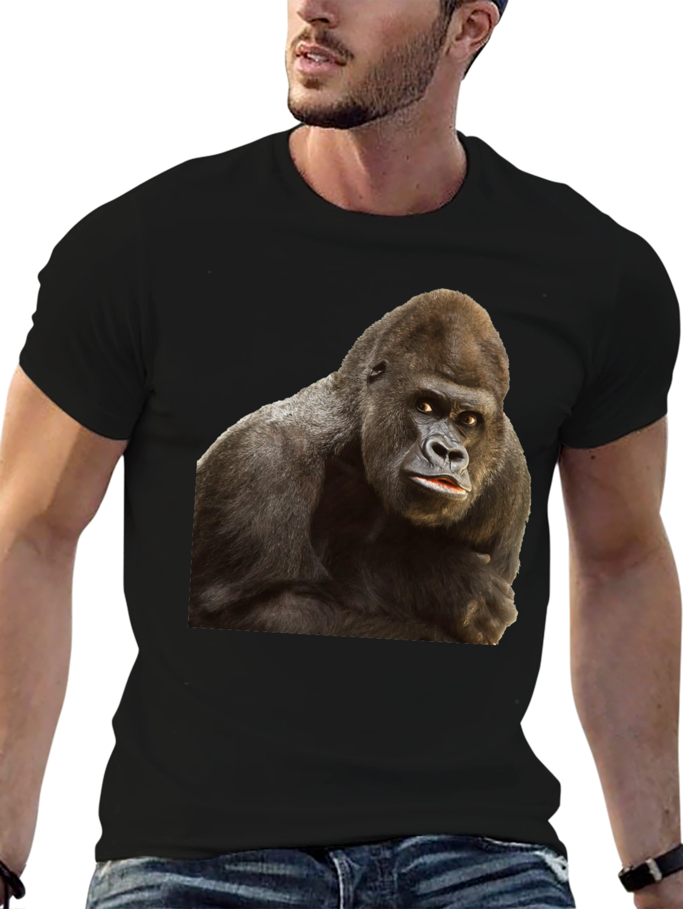 Gorilla Graphic Black T-Shirt - Animal Lover Tee