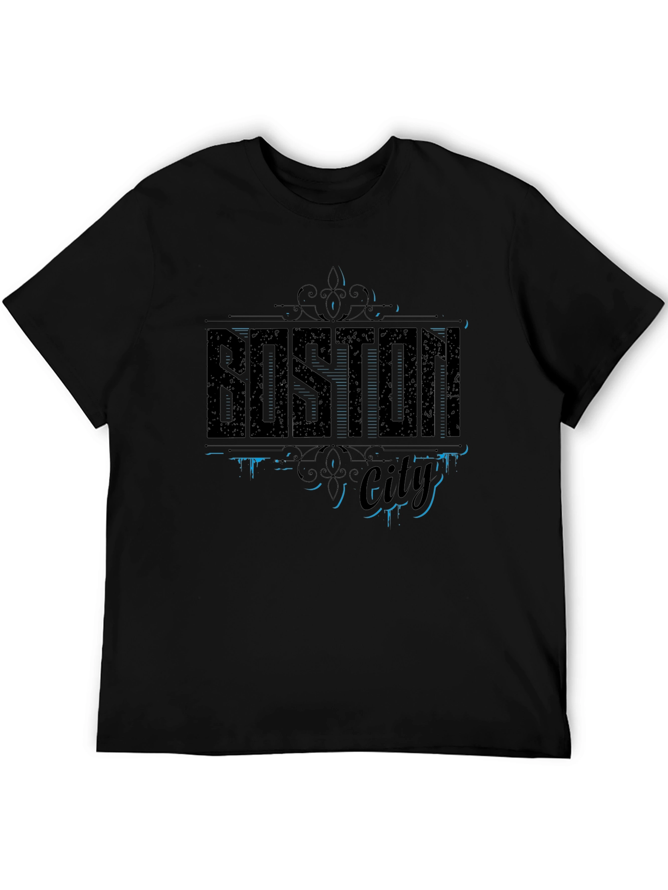 Boston City Graphic Print Mens Black T-Shirt