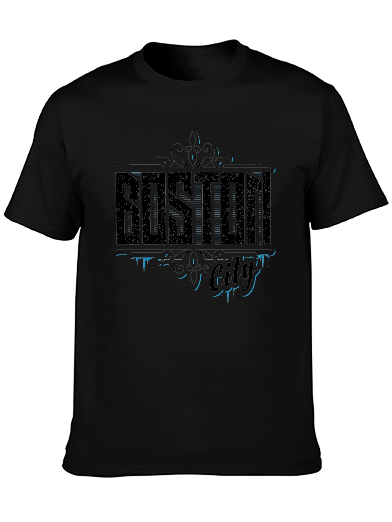 Boston City Graphic Print Mens Black T-Shirt