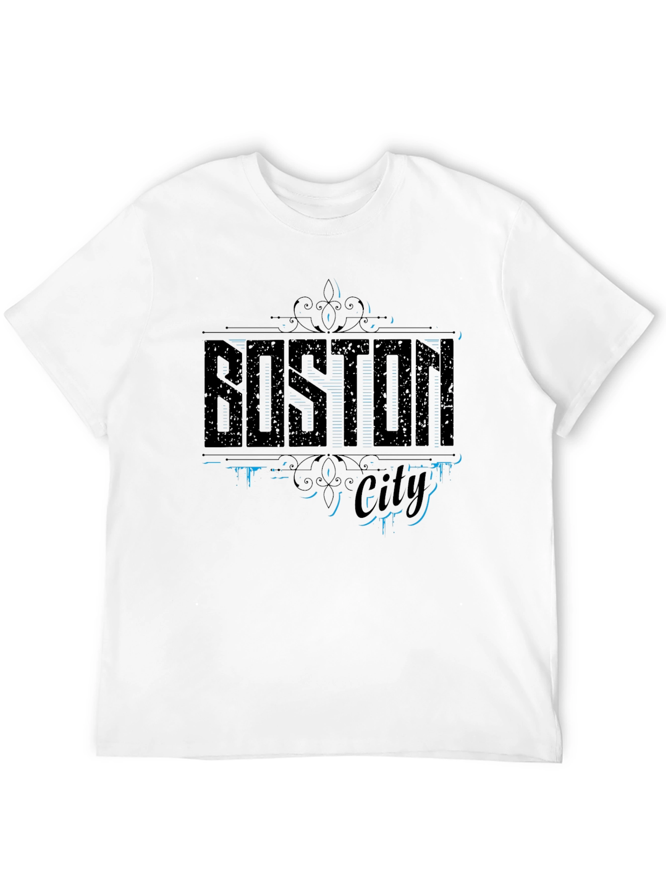 Boston City Graphic Print Mens Black T-Shirt