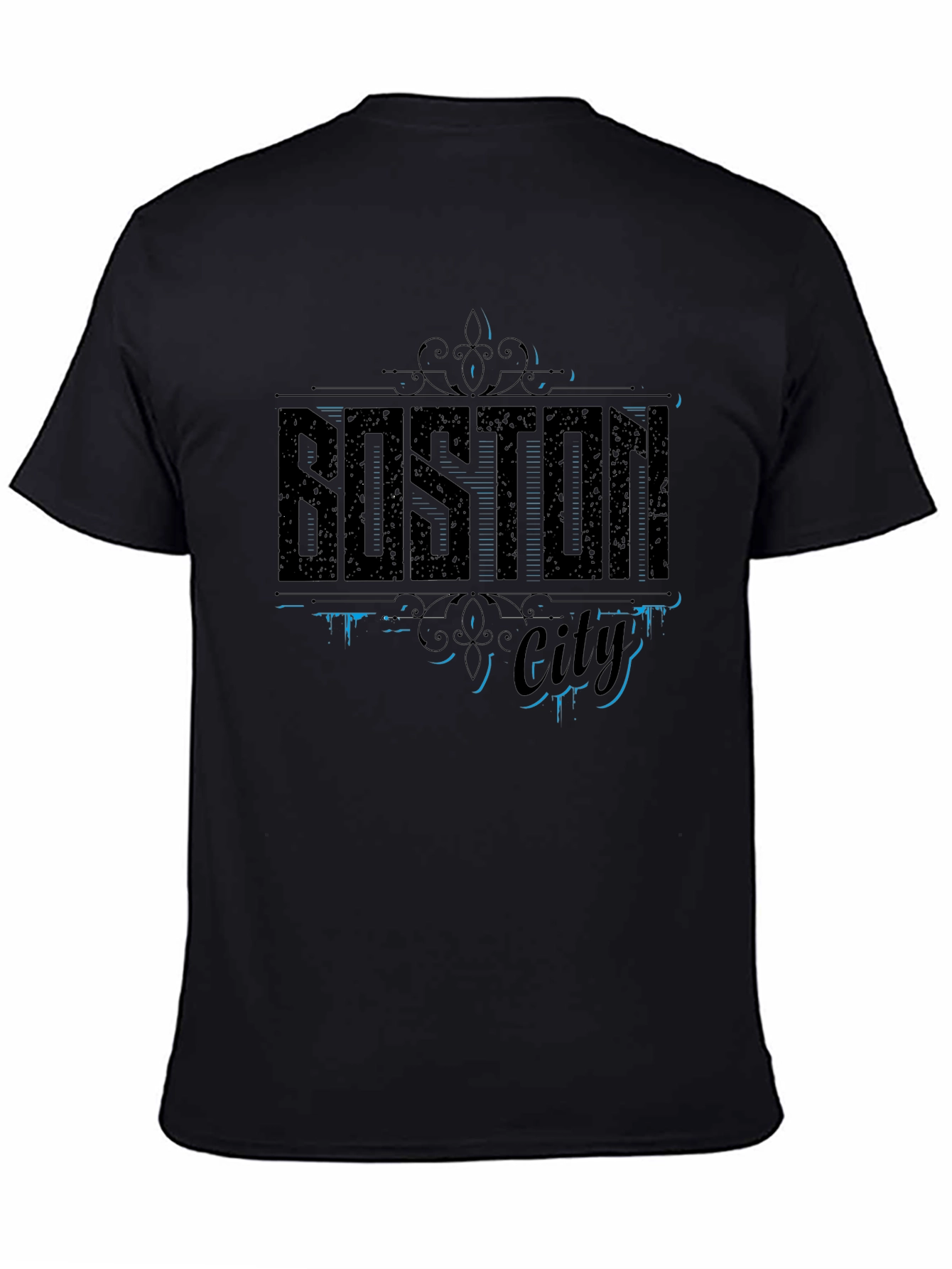 Boston City Graphic Print Mens Black T-Shirt