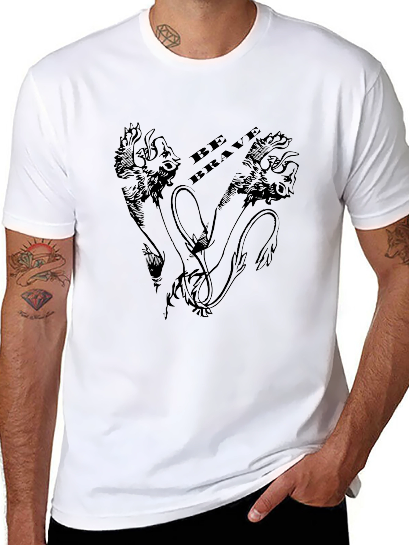 Mens Be Brave Black Graphic Tee