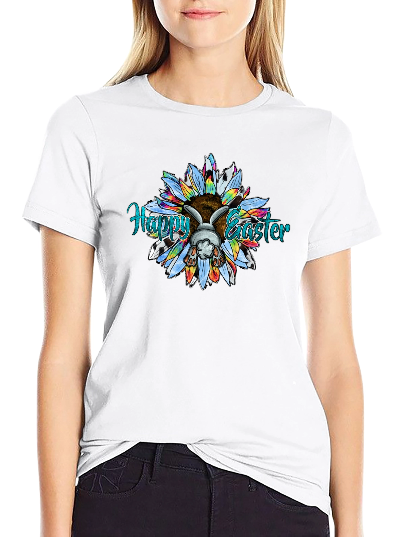 Happy Easter Bunny Sunflower T-Shirt