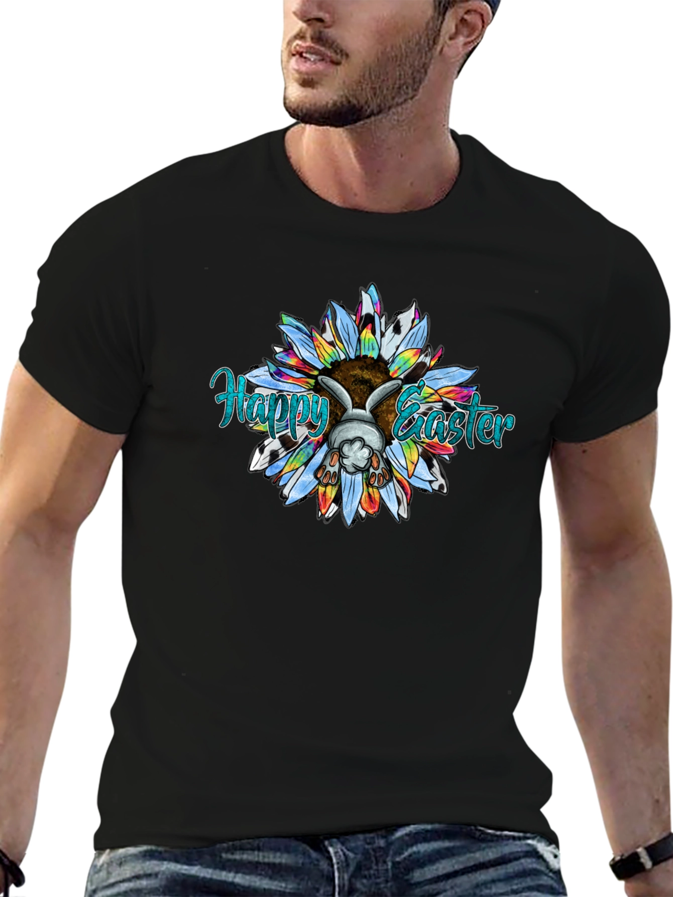 Happy Easter Bunny Sunflower T-Shirt