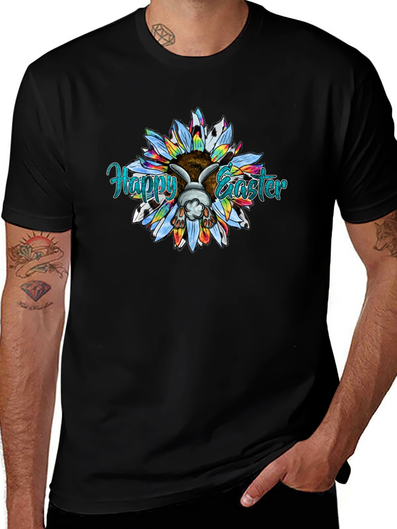 Happy Easter Bunny Sunflower T-Shirt
