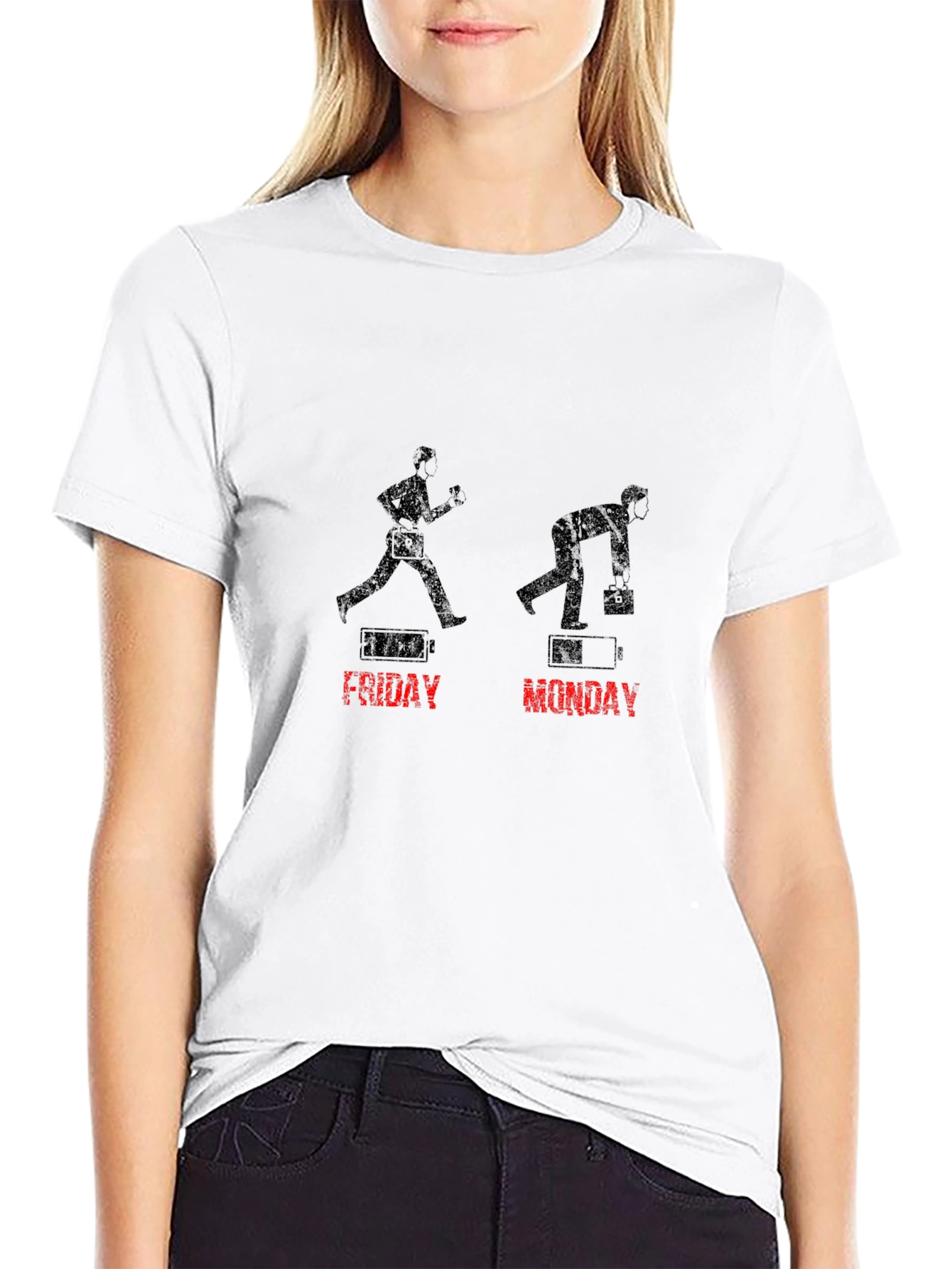 Friday vs Monday T-Shirt - Battery Life Funny Tee