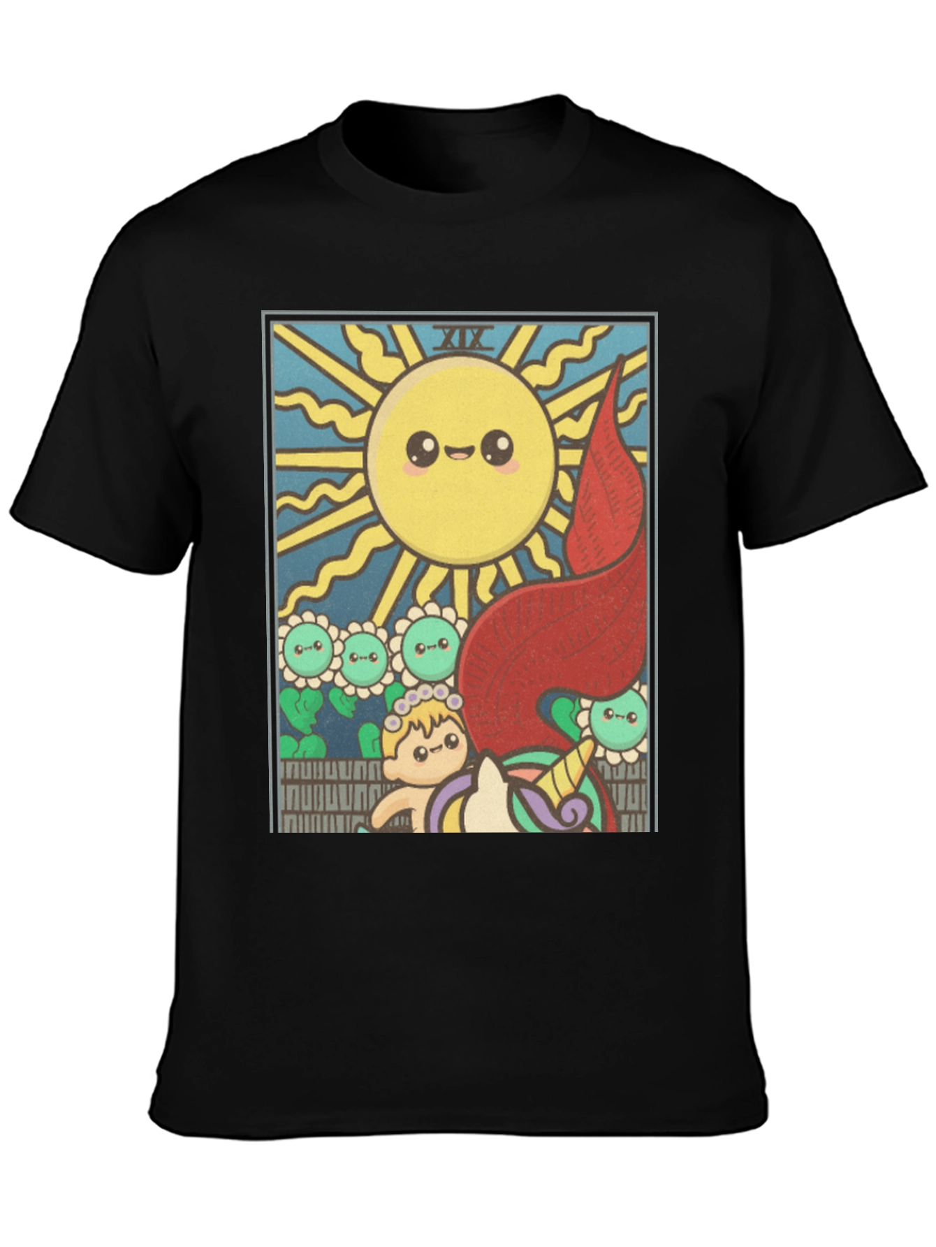 Kawaii Tarot Card Sun Graphic T-Shirt