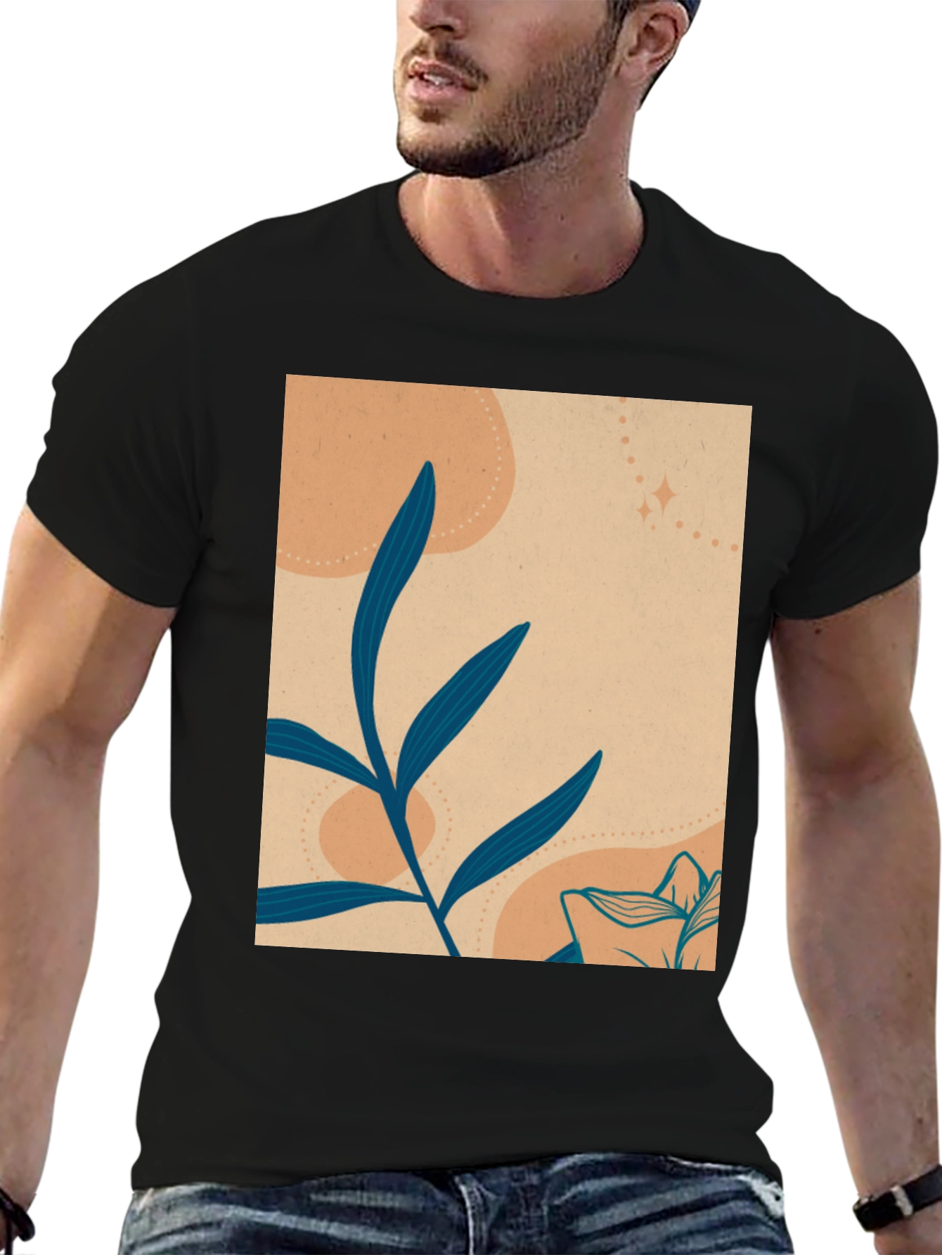 Botanical Graphic Tee - Artistic Mens T-Shirt