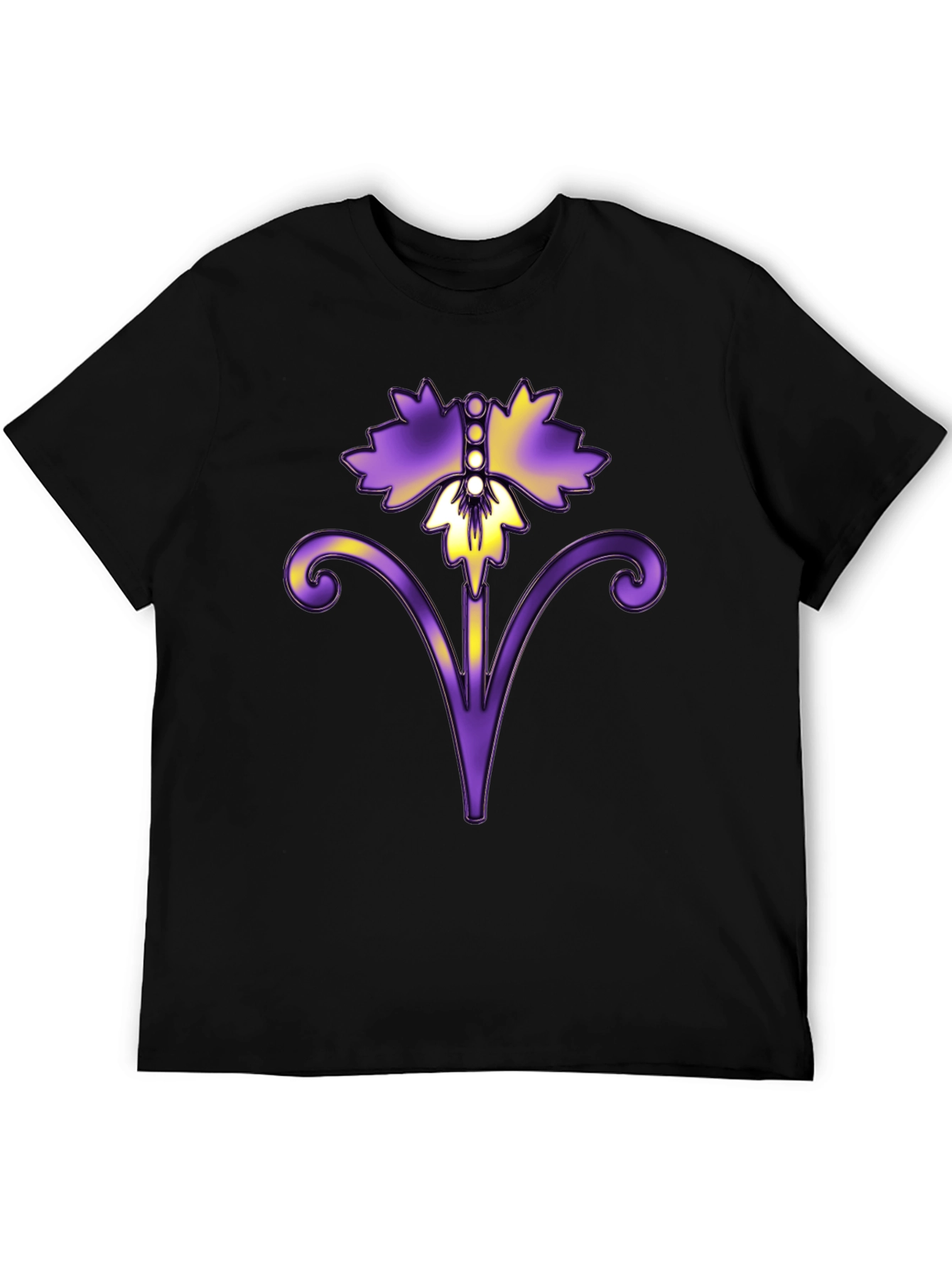 Floral Art Black T-Shirt