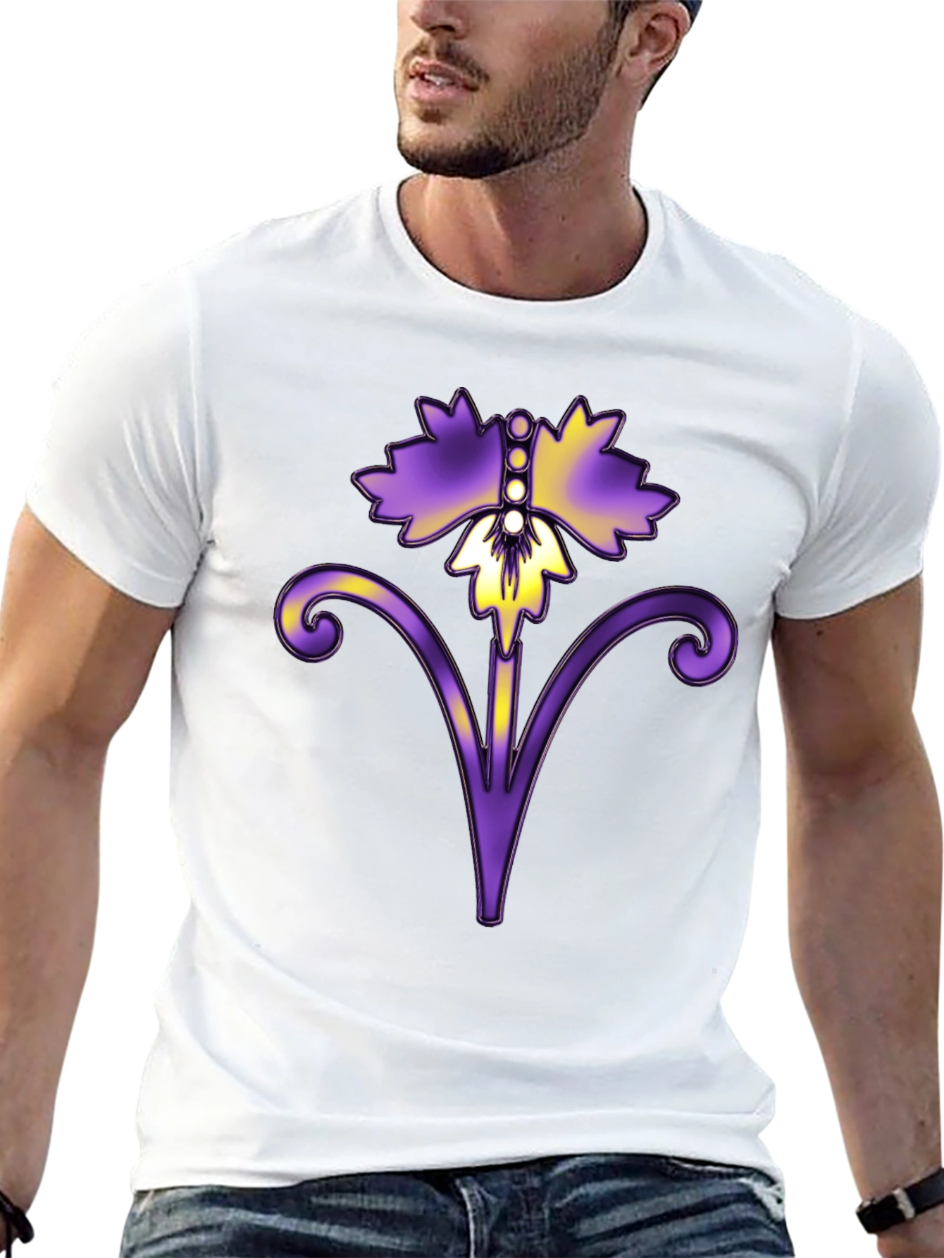Floral Art Black T-Shirt