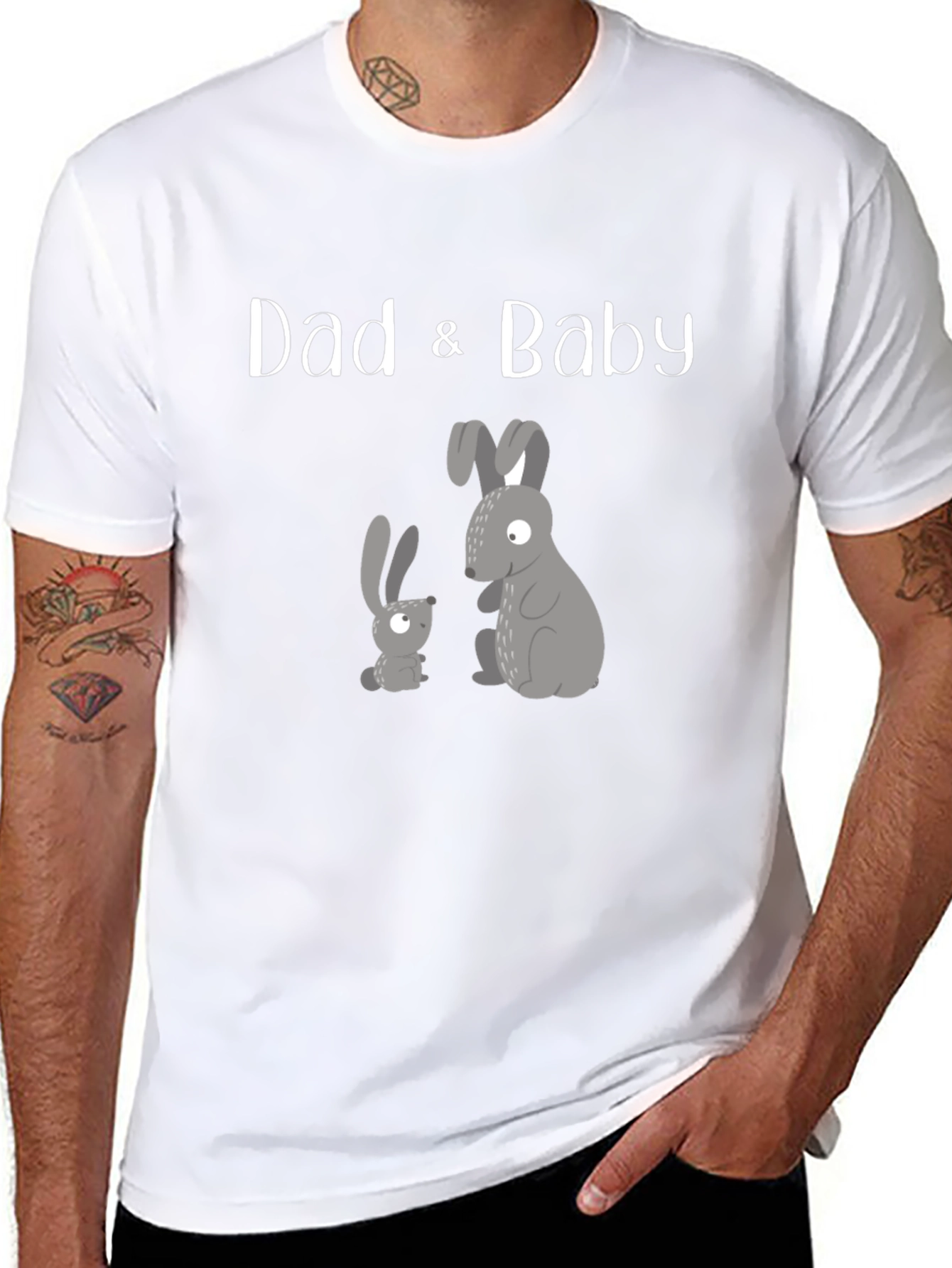 Dad & Baby Matching Bunny Graphic T-Shirt