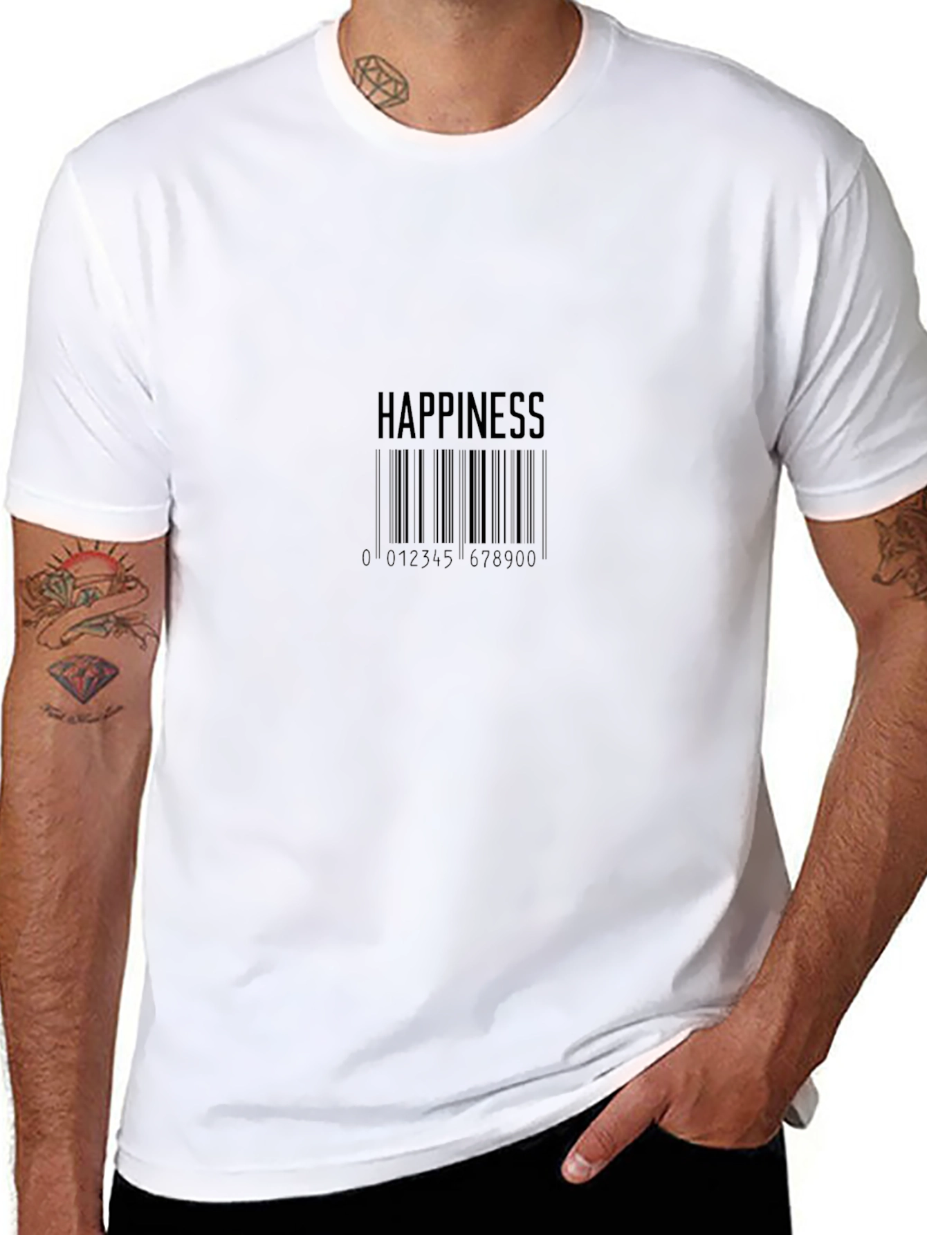 Happiness Barcode Graphic Tee - Classic Black T-Shirt