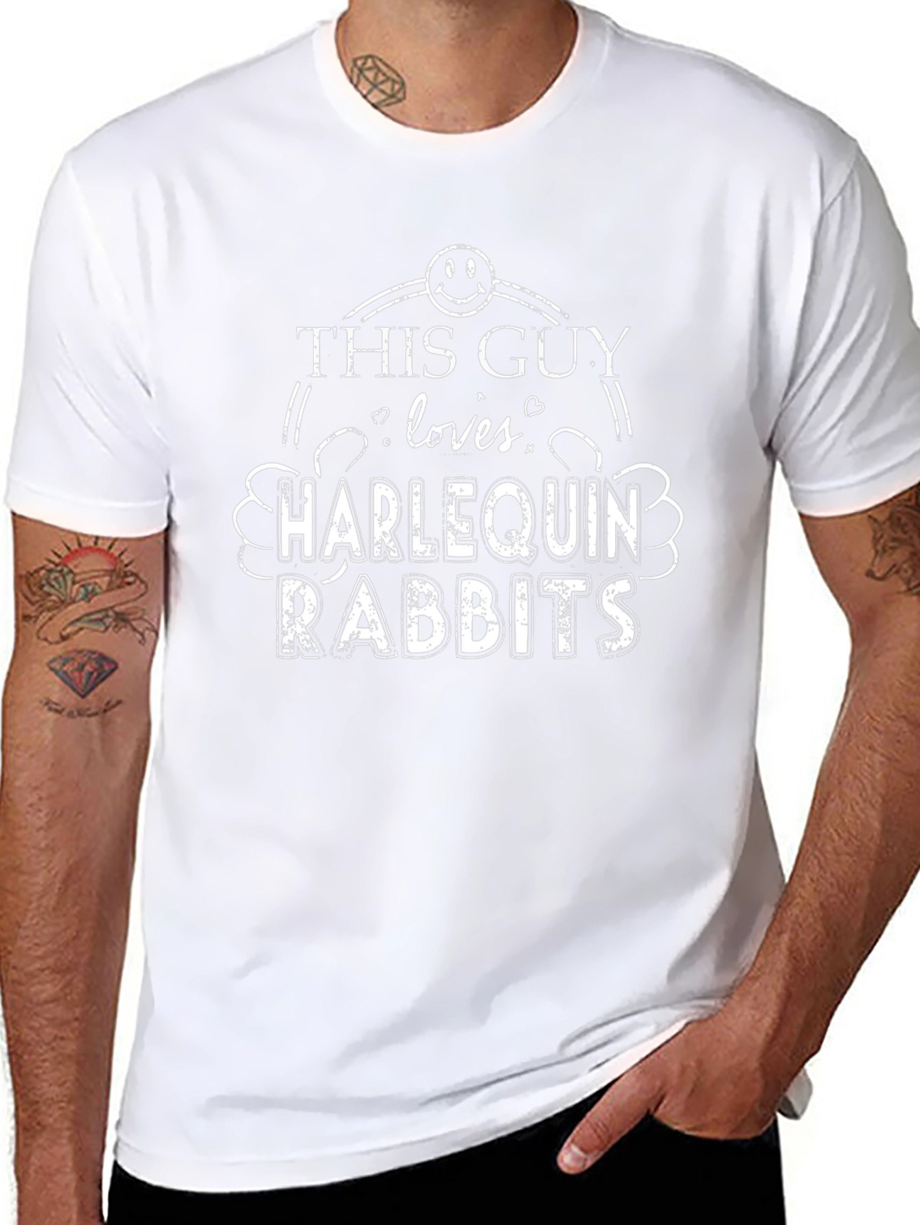 Harlequin Rabbit Lovers Tee - This Guy Loves Rabbits!
