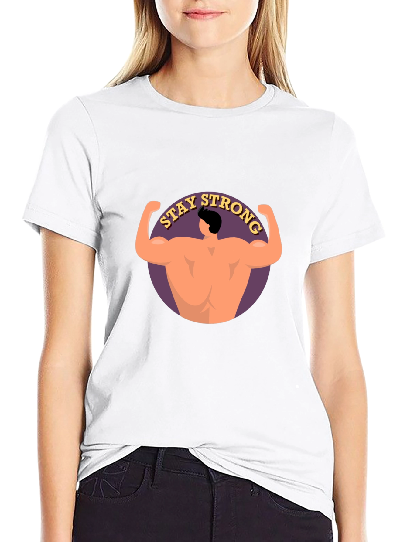 Stay Strong Graphic Print Black T-Shirt