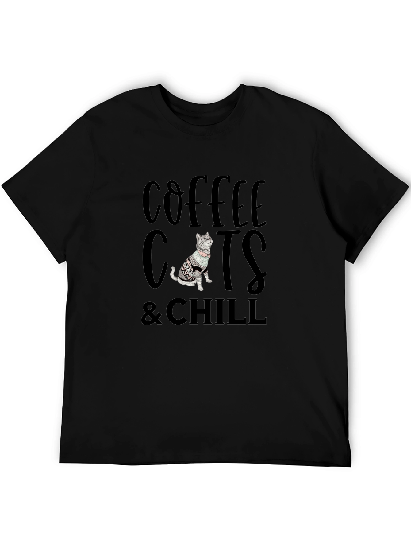 Coffee Cats & Chill Black Graphic Tee
