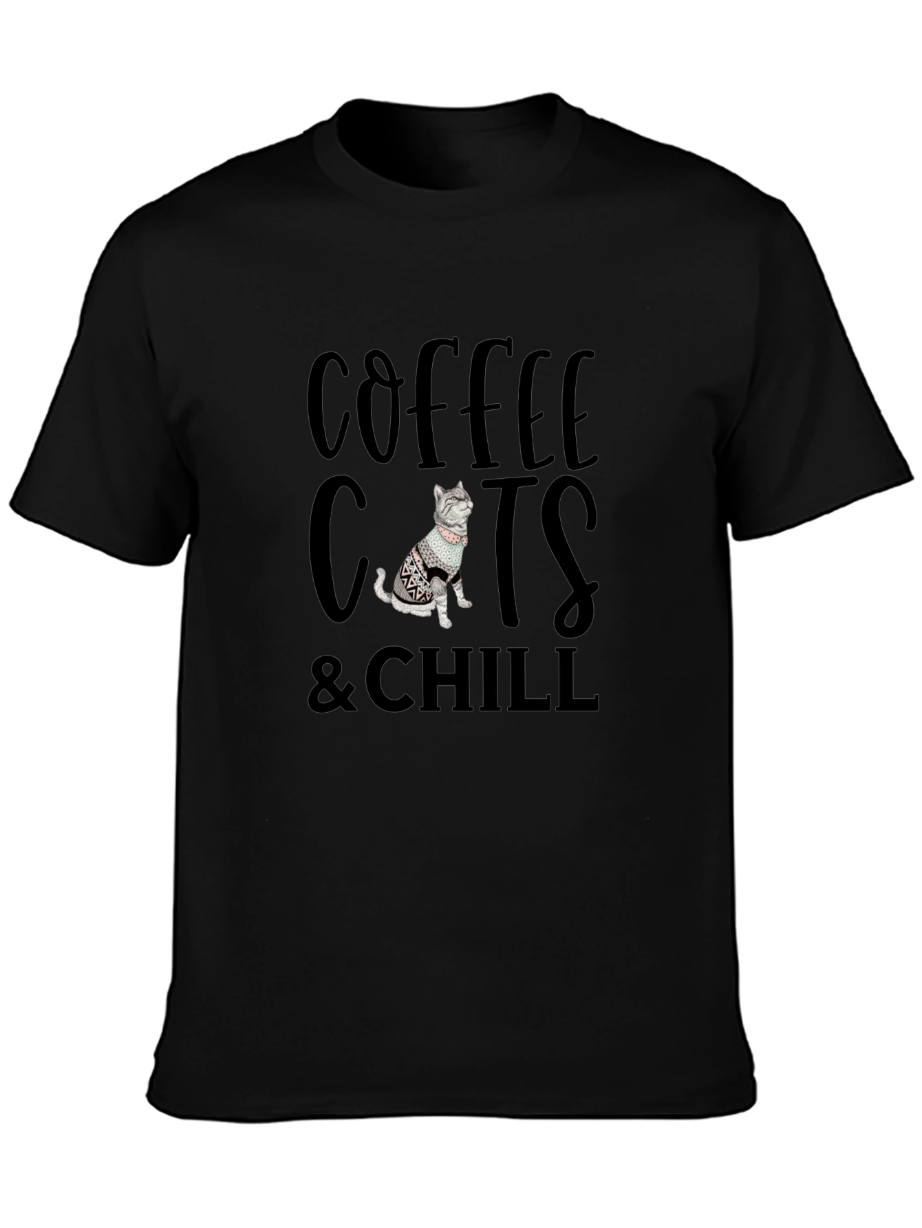 Coffee Cats & Chill Black Graphic Tee