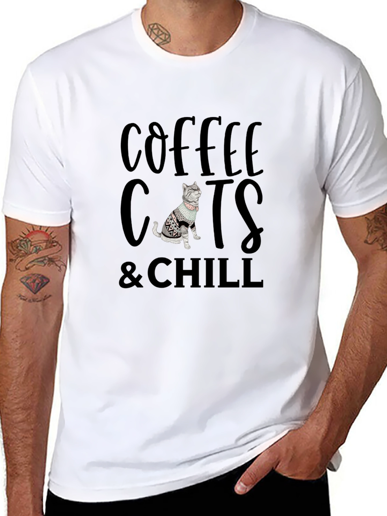 Coffee Cats & Chill Black Graphic Tee