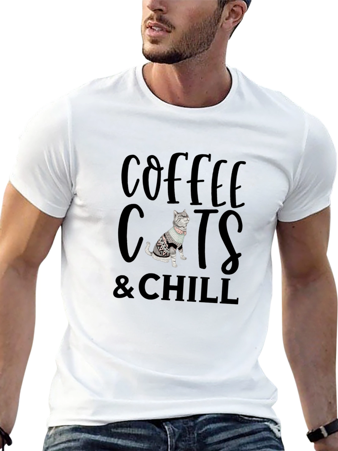 Coffee Cats & Chill Black Graphic Tee