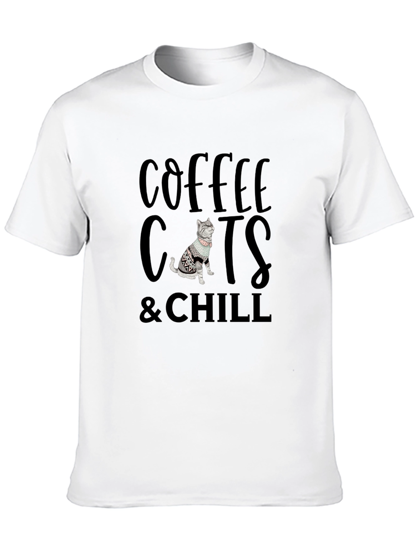 Coffee Cats & Chill Black Graphic Tee