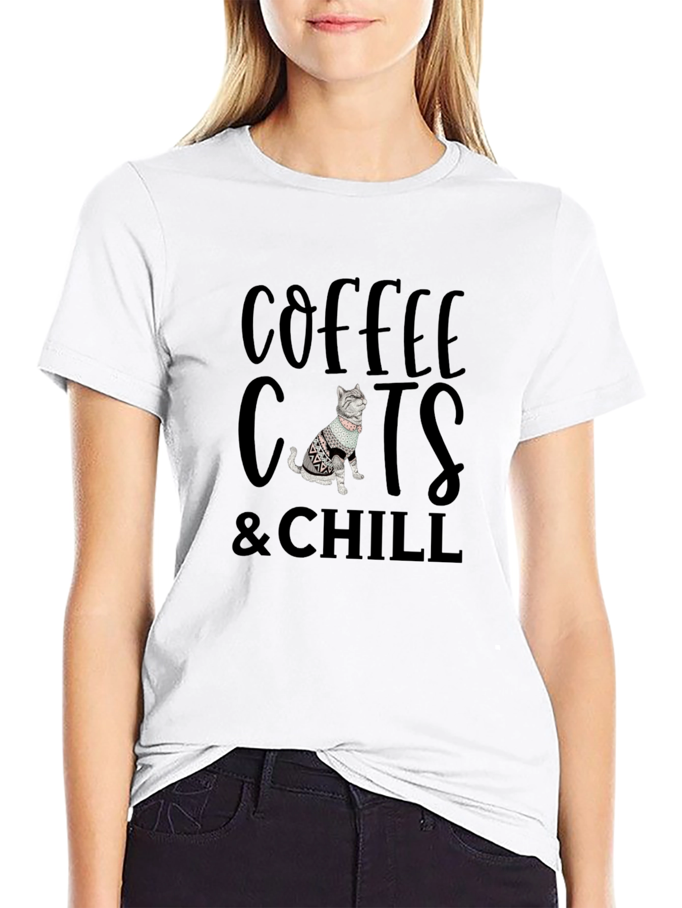 Coffee Cats & Chill Black Graphic Tee