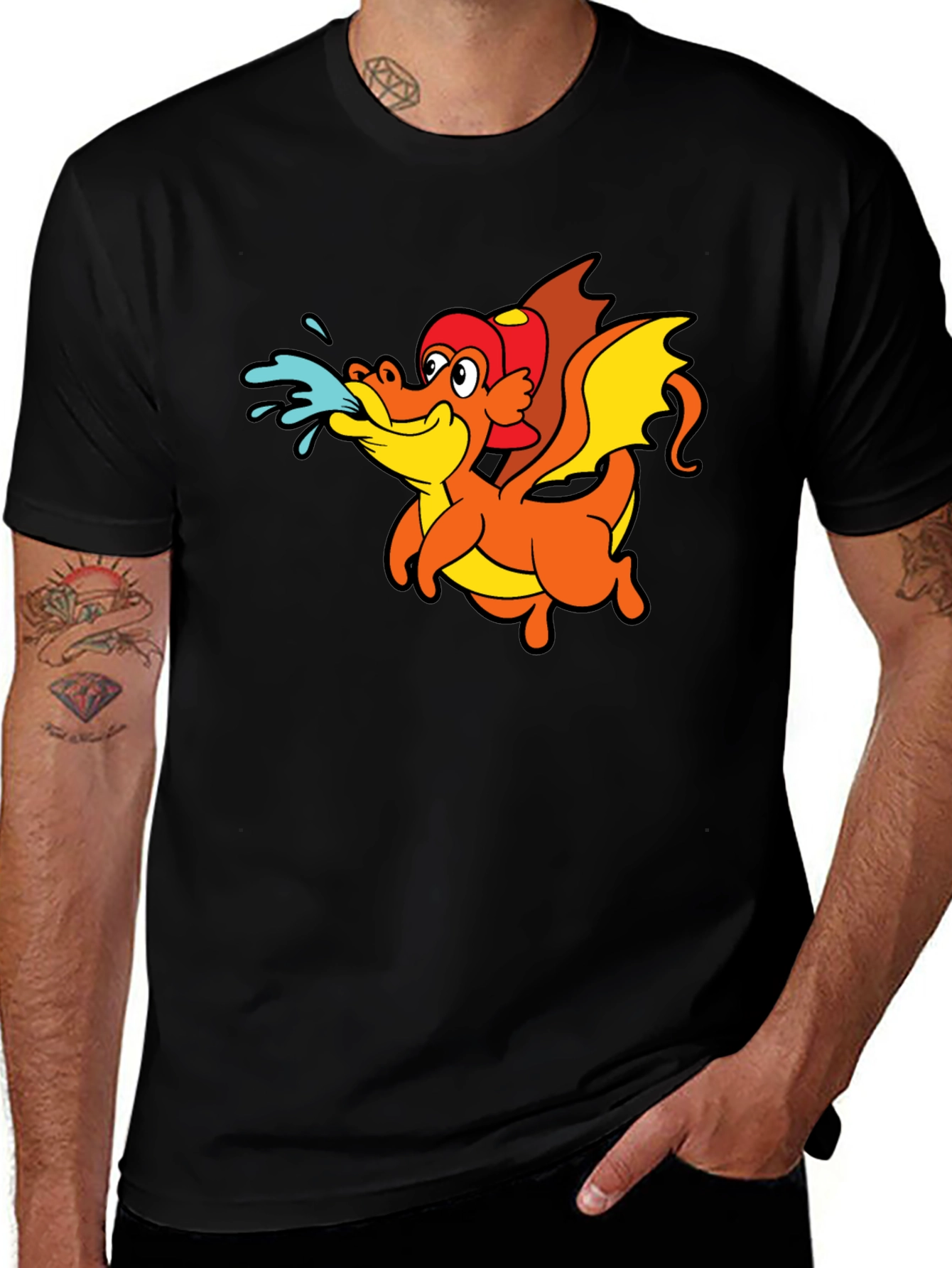 Dragon Graphic T-Shirt - Fun Firefighter Style
