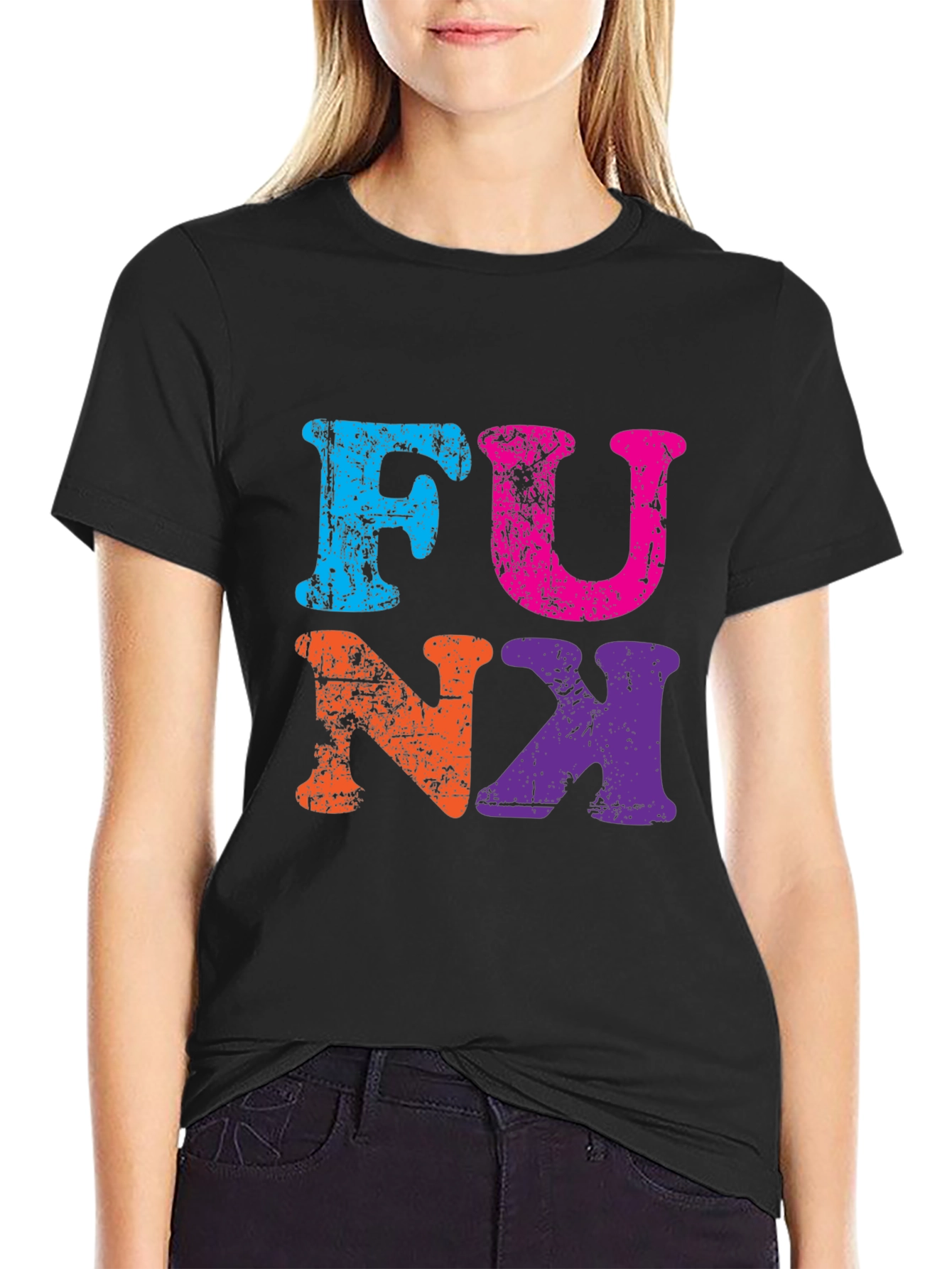 Retro Funk Graphic Tee - Black Cotton T-Shirt