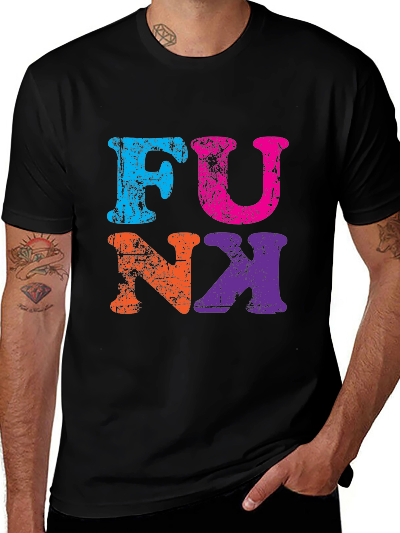 Retro Funk Graphic Tee - Black Cotton T-Shirt