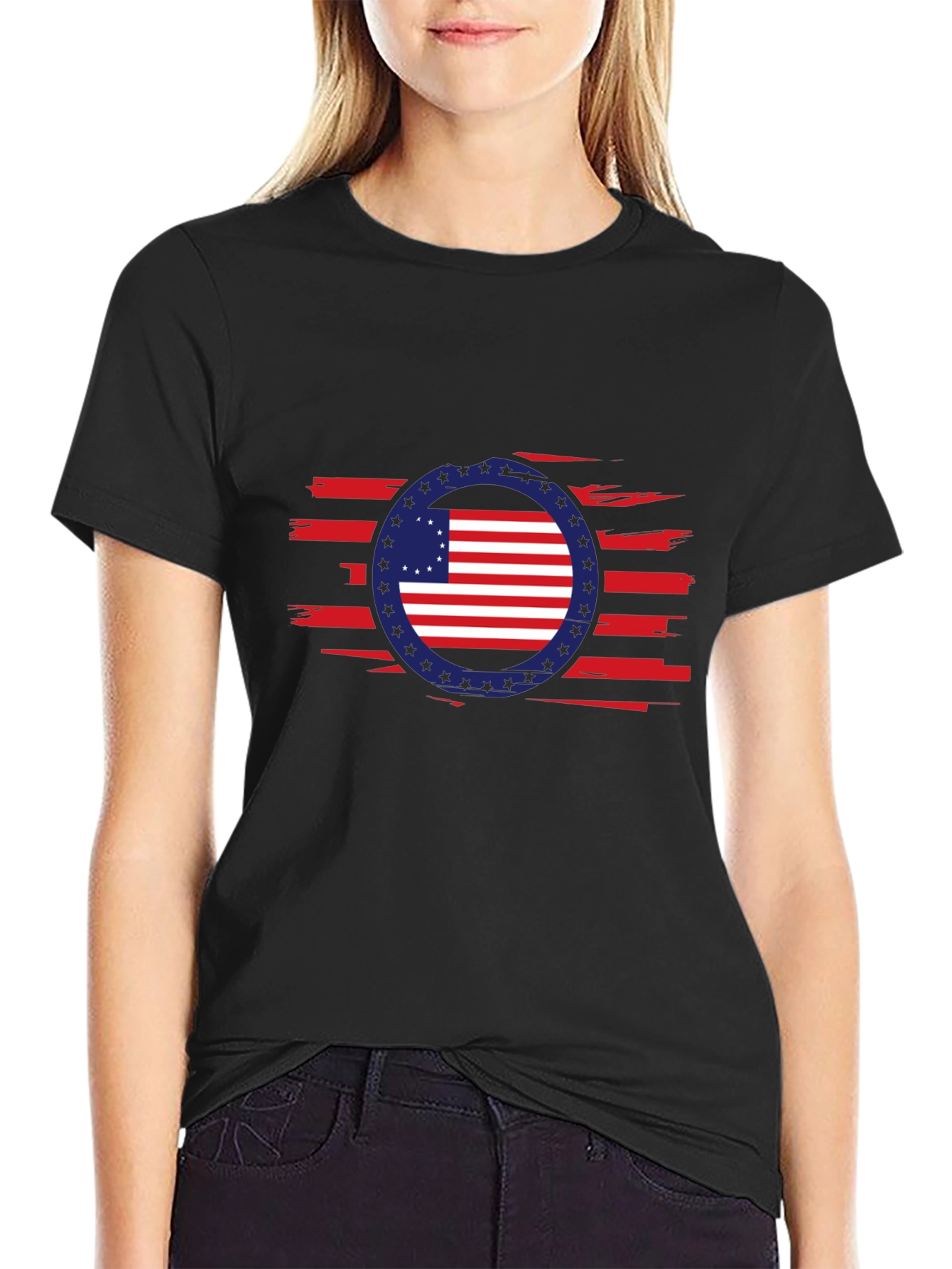 American Flag Patriotic Graphic T-Shirt