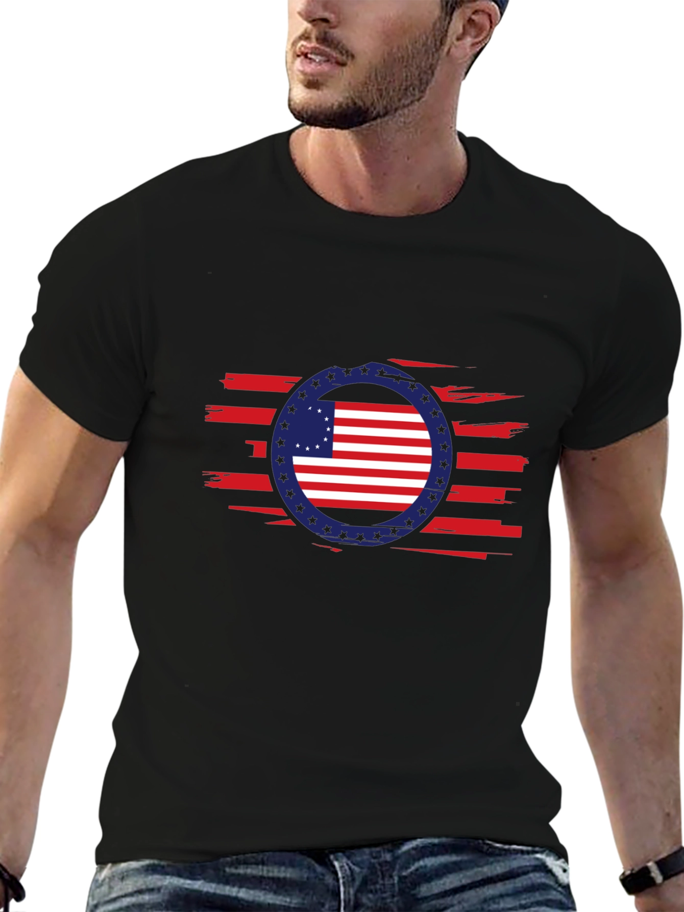 American Flag Patriotic Graphic T-Shirt