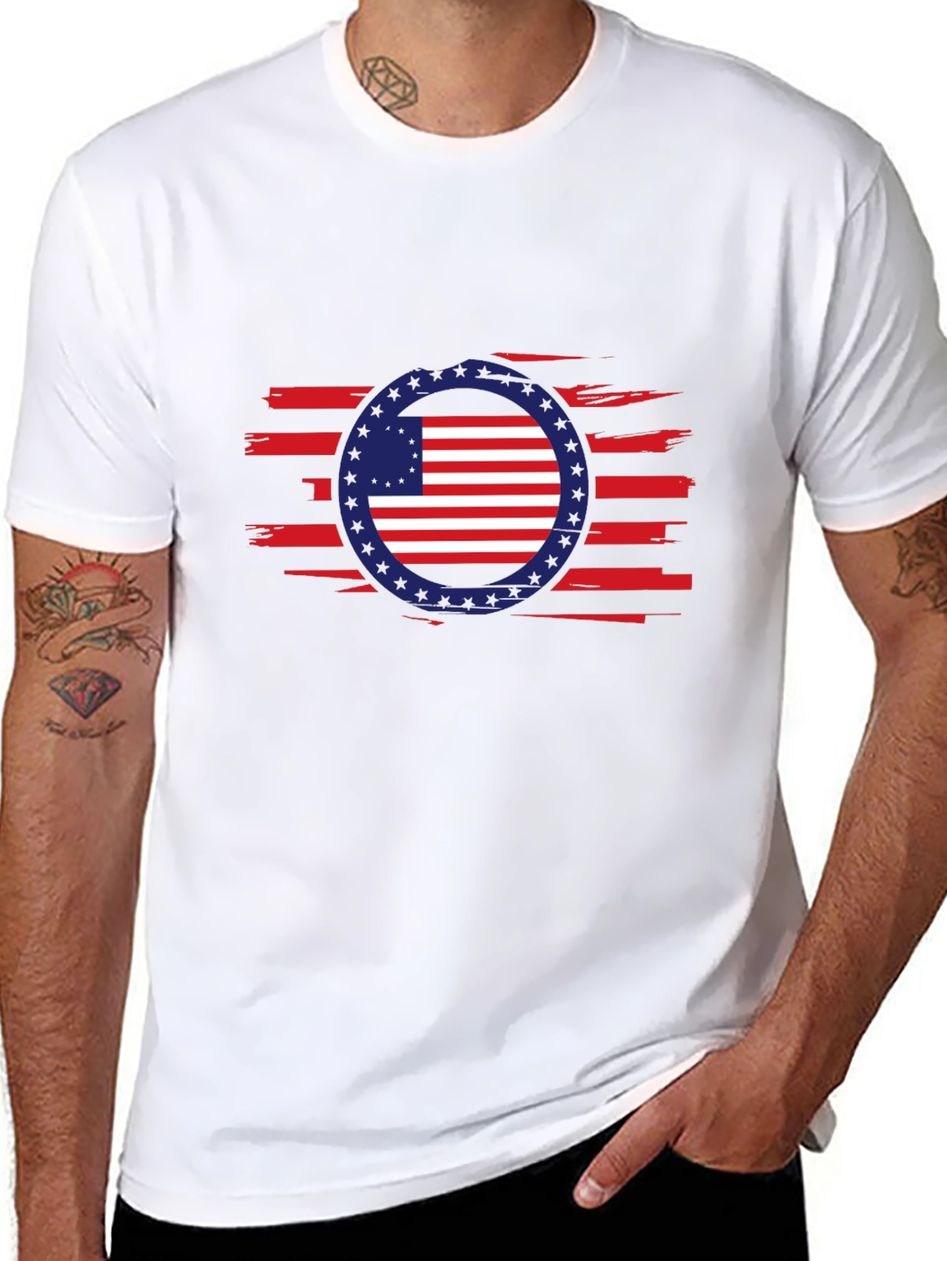 American Flag Patriotic Graphic T-Shirt