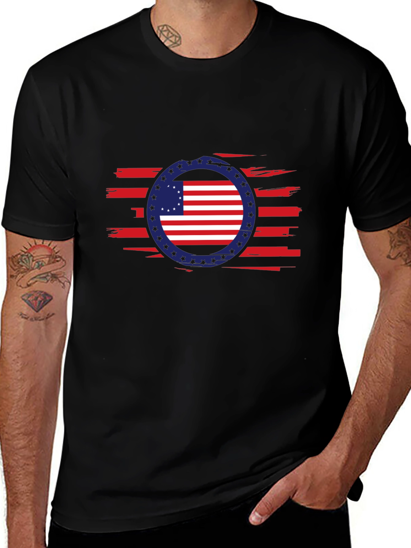 American Flag Patriotic Graphic T-Shirt
