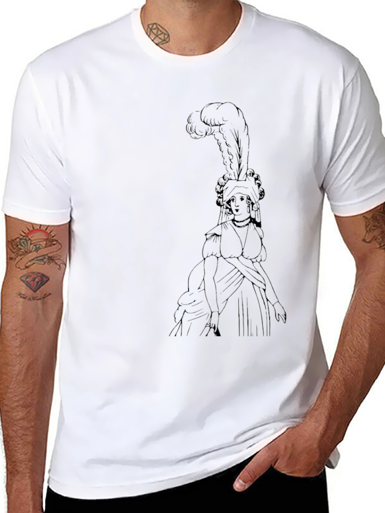 Black T-Shirt with Historical Figure Design