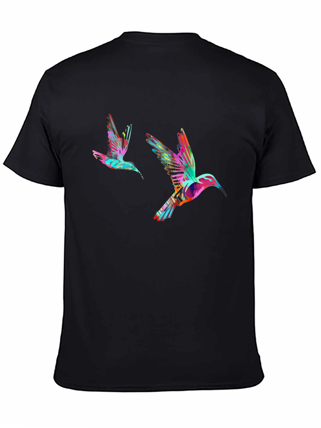 Hummingbird Print Black T-Shirt