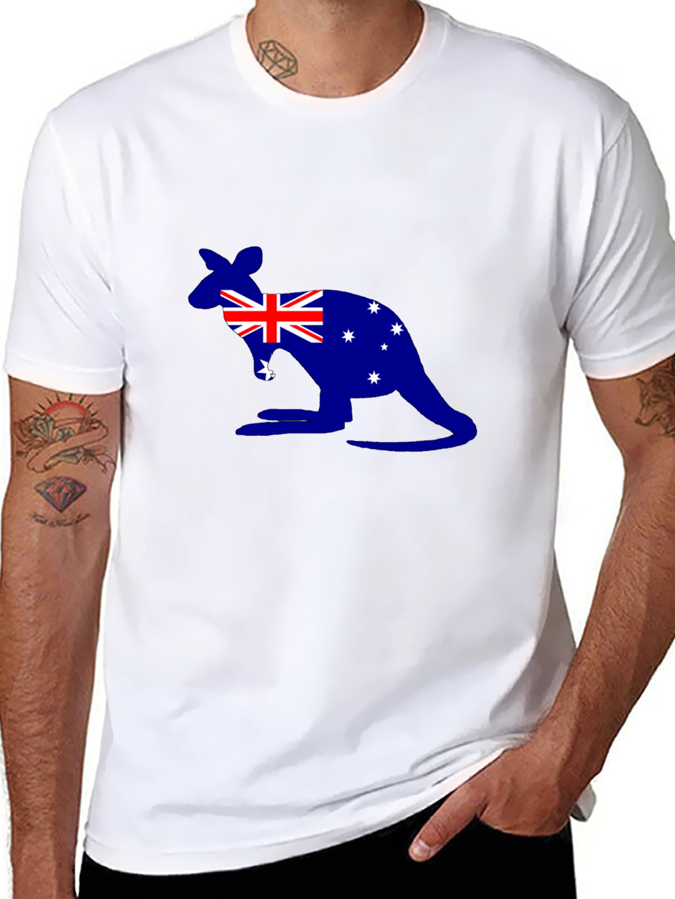 Australia Flag Kangaroo Graphic Tee - Black