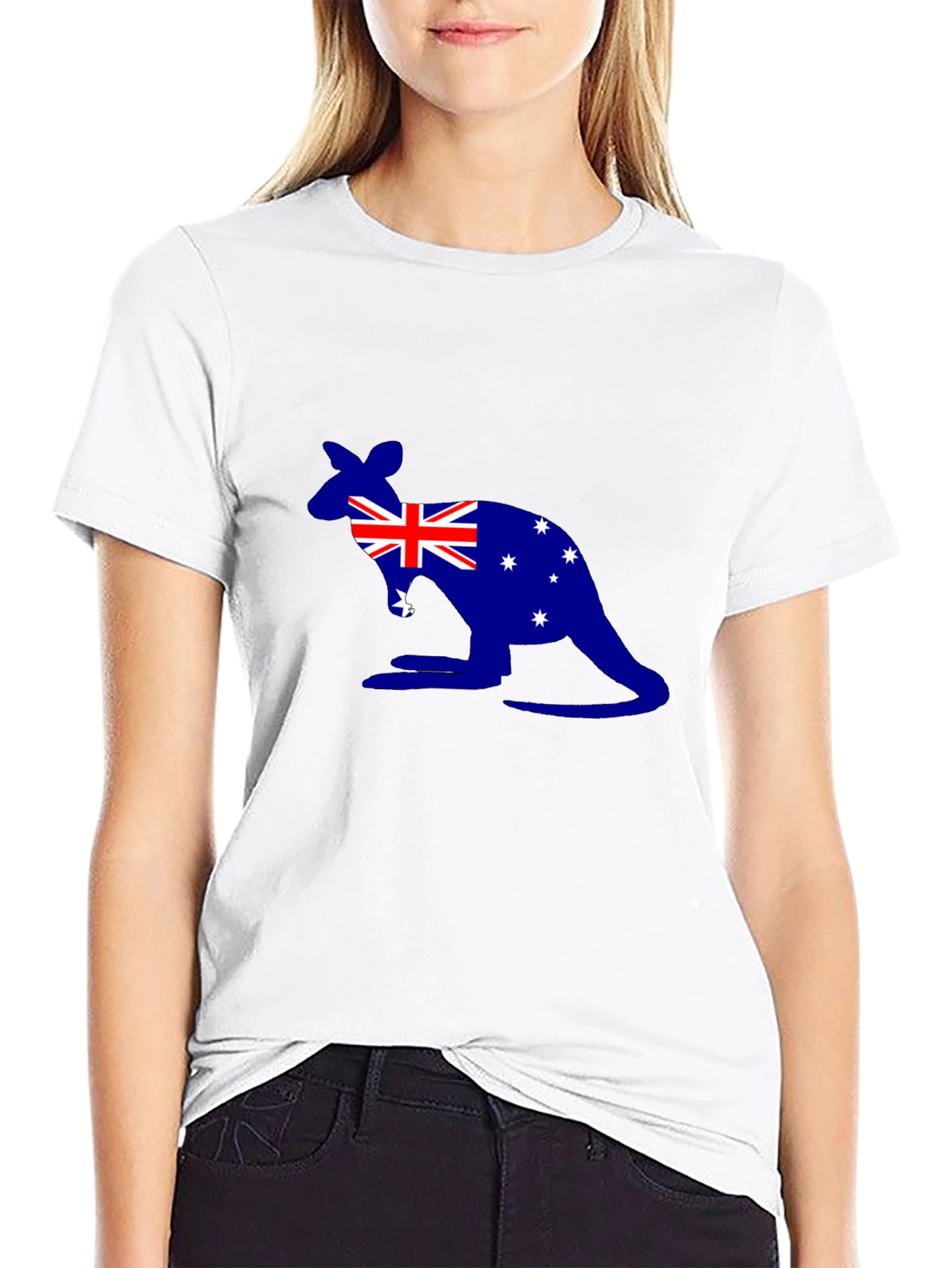 Australia Flag Kangaroo Graphic Tee - Black