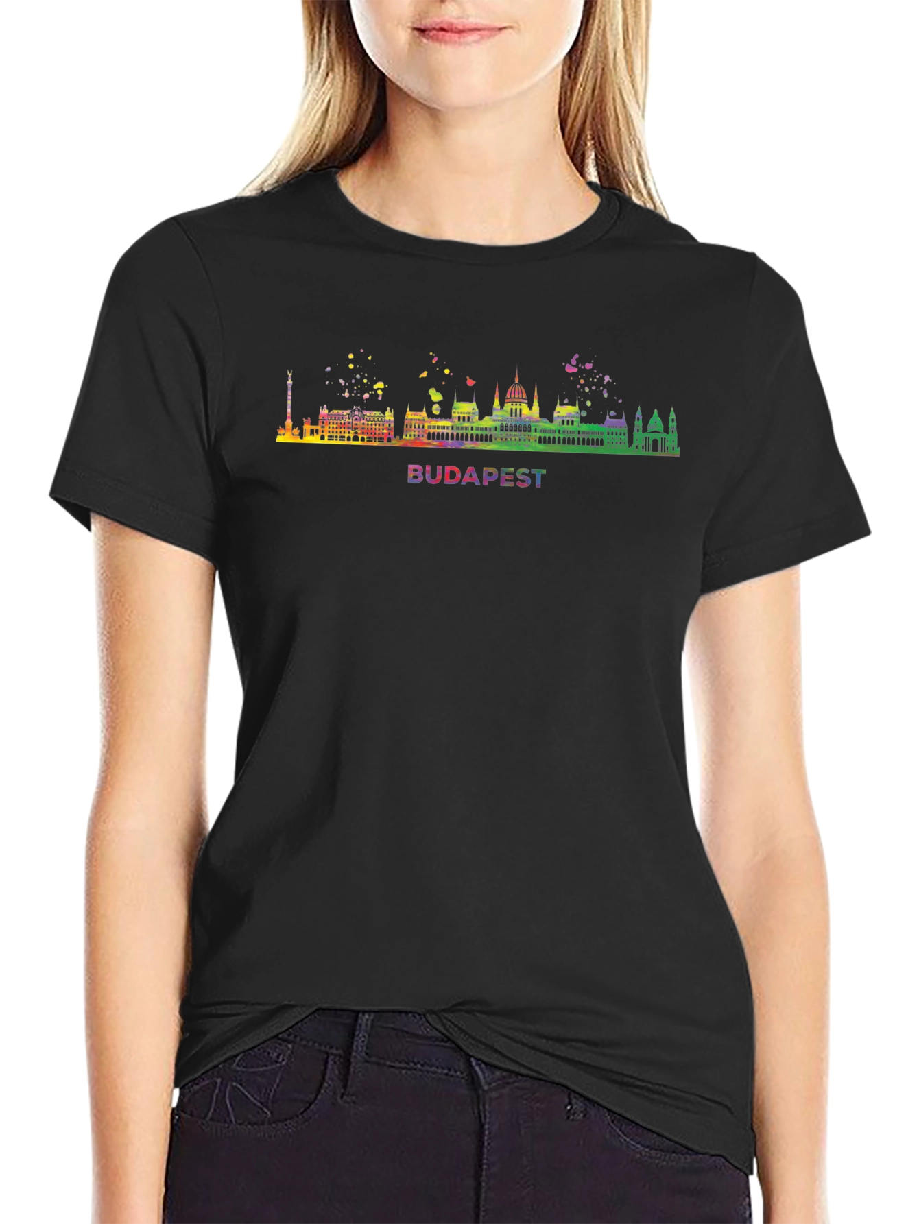 Budapest Skyline Rainbow Graphic T-Shirt
