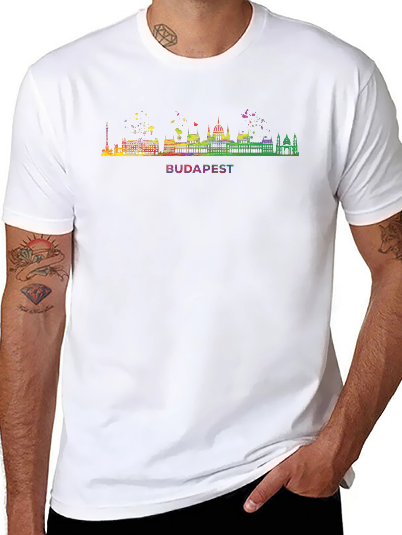 Budapest Skyline Rainbow Graphic T-Shirt