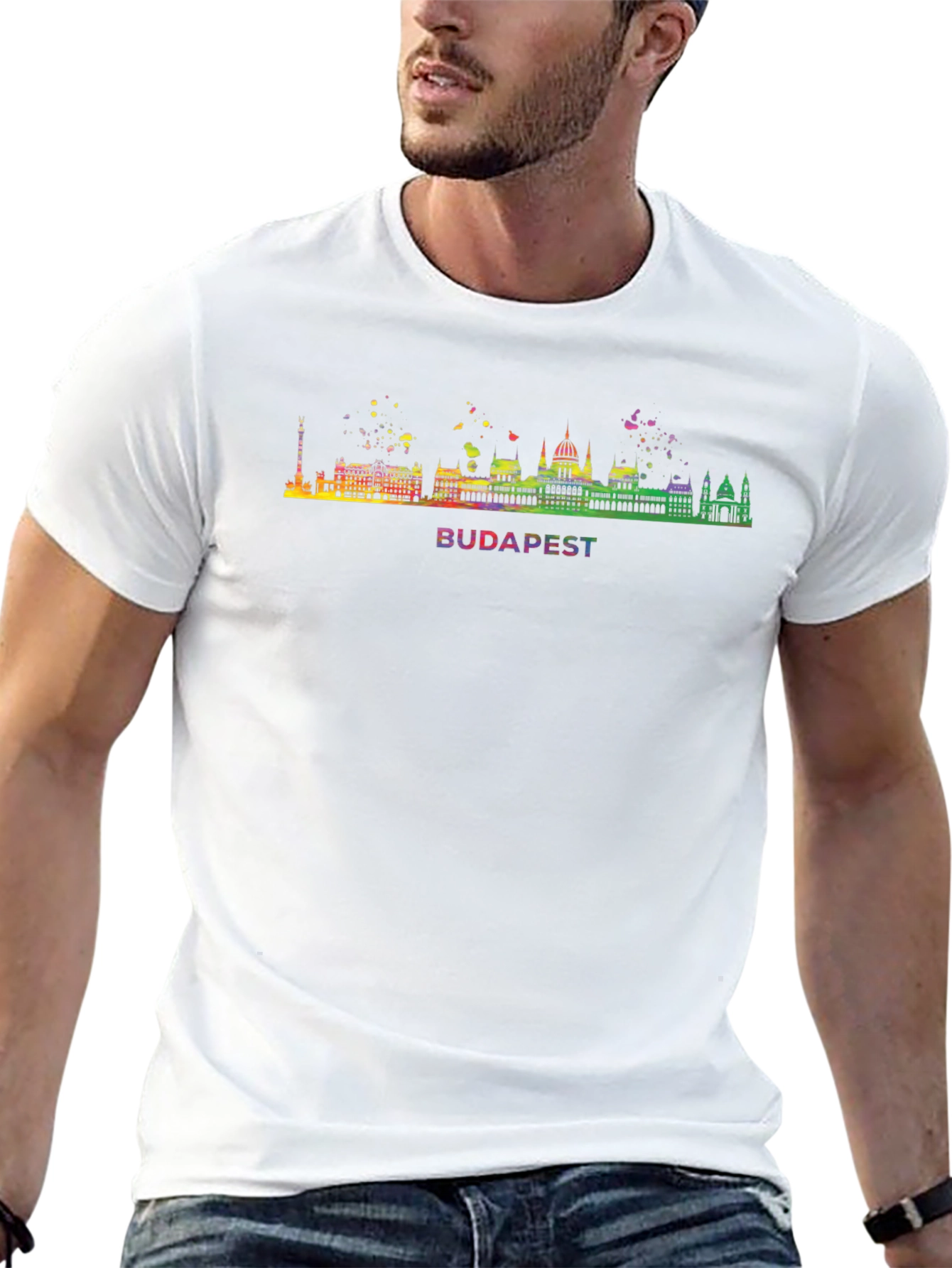 Budapest Skyline Rainbow Graphic T-Shirt