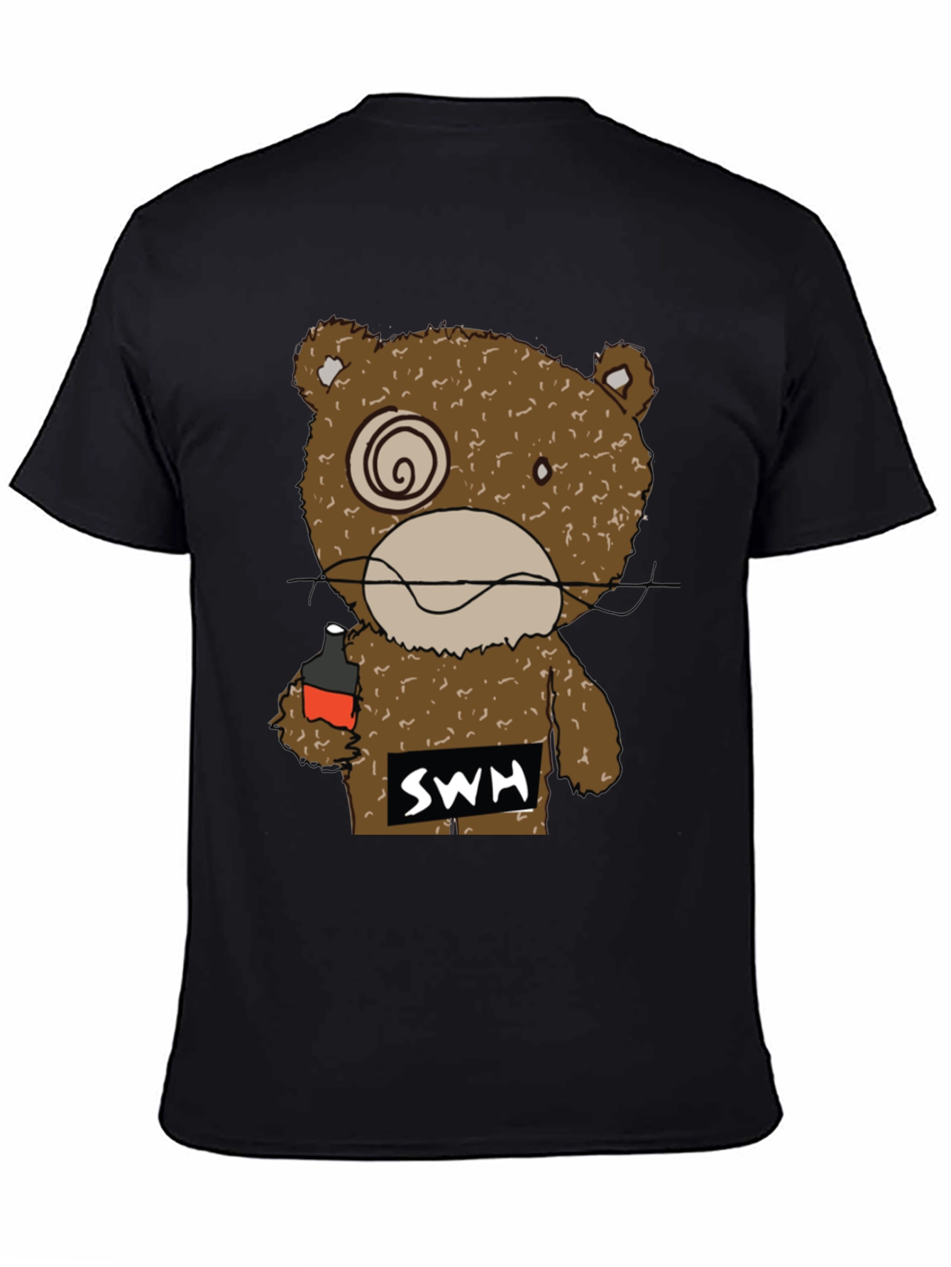 Drunk Bear Graphic Tee - Funny Cartoon Shirt
