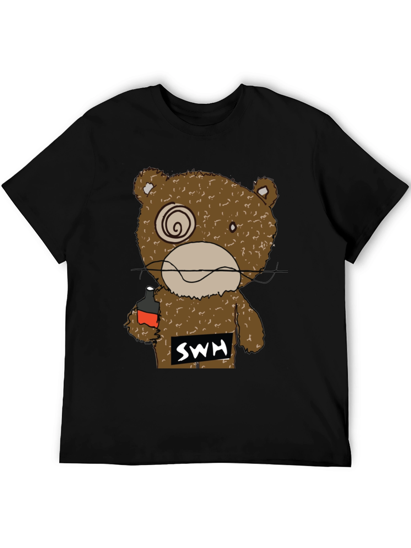 Drunk Bear Graphic Tee - Funny Cartoon Shirt